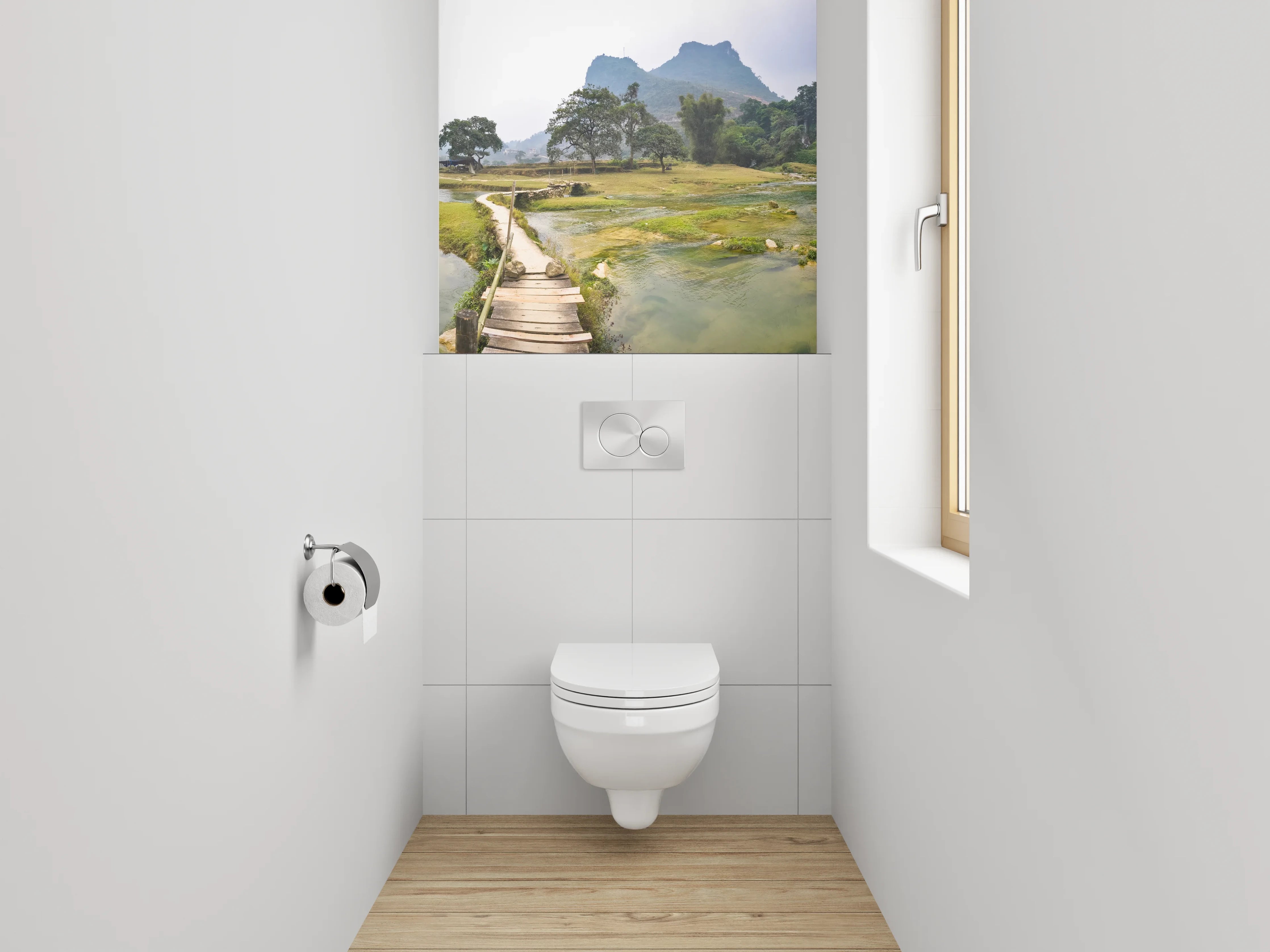 WC-Rückwand - Panorama Wasserfall Landschaft