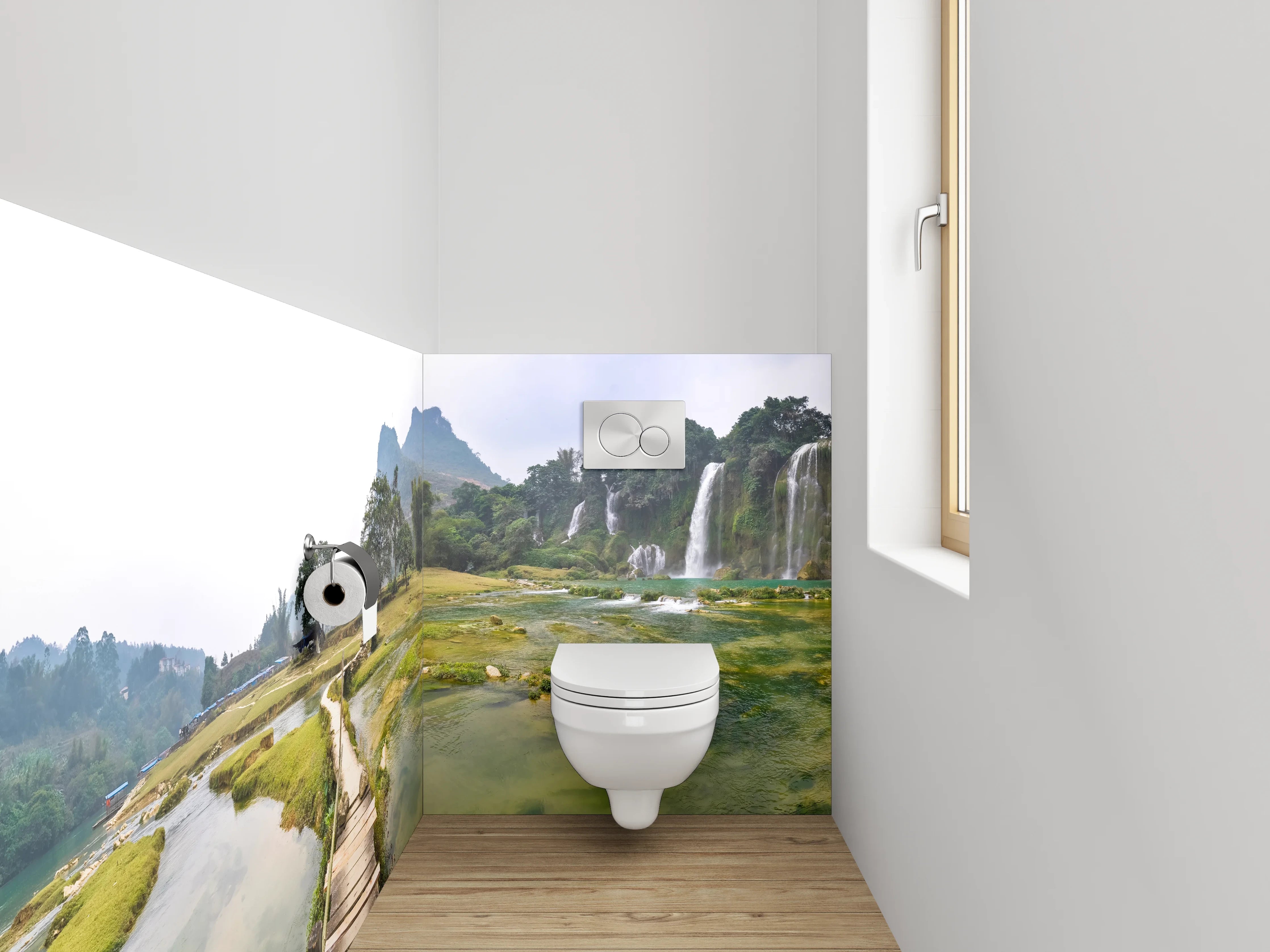 WC-Rückwand - Panorama Wasserfall Landschaft