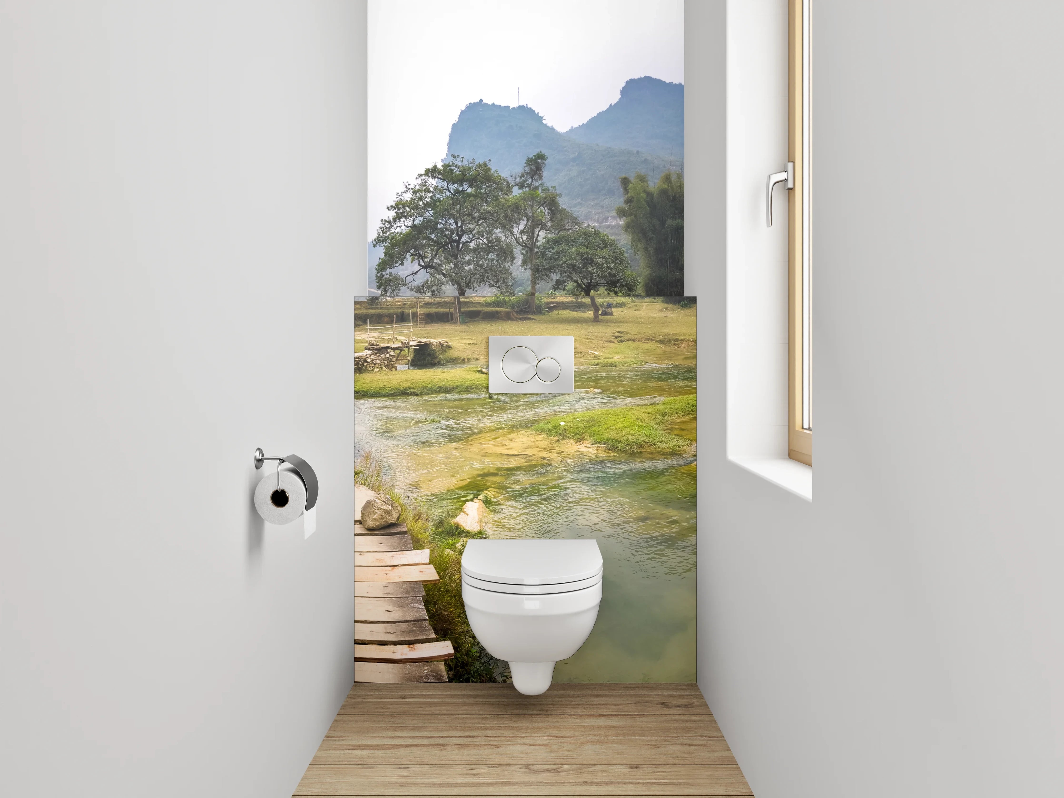 WC-Rückwand - Panorama Wasserfall Landschaft