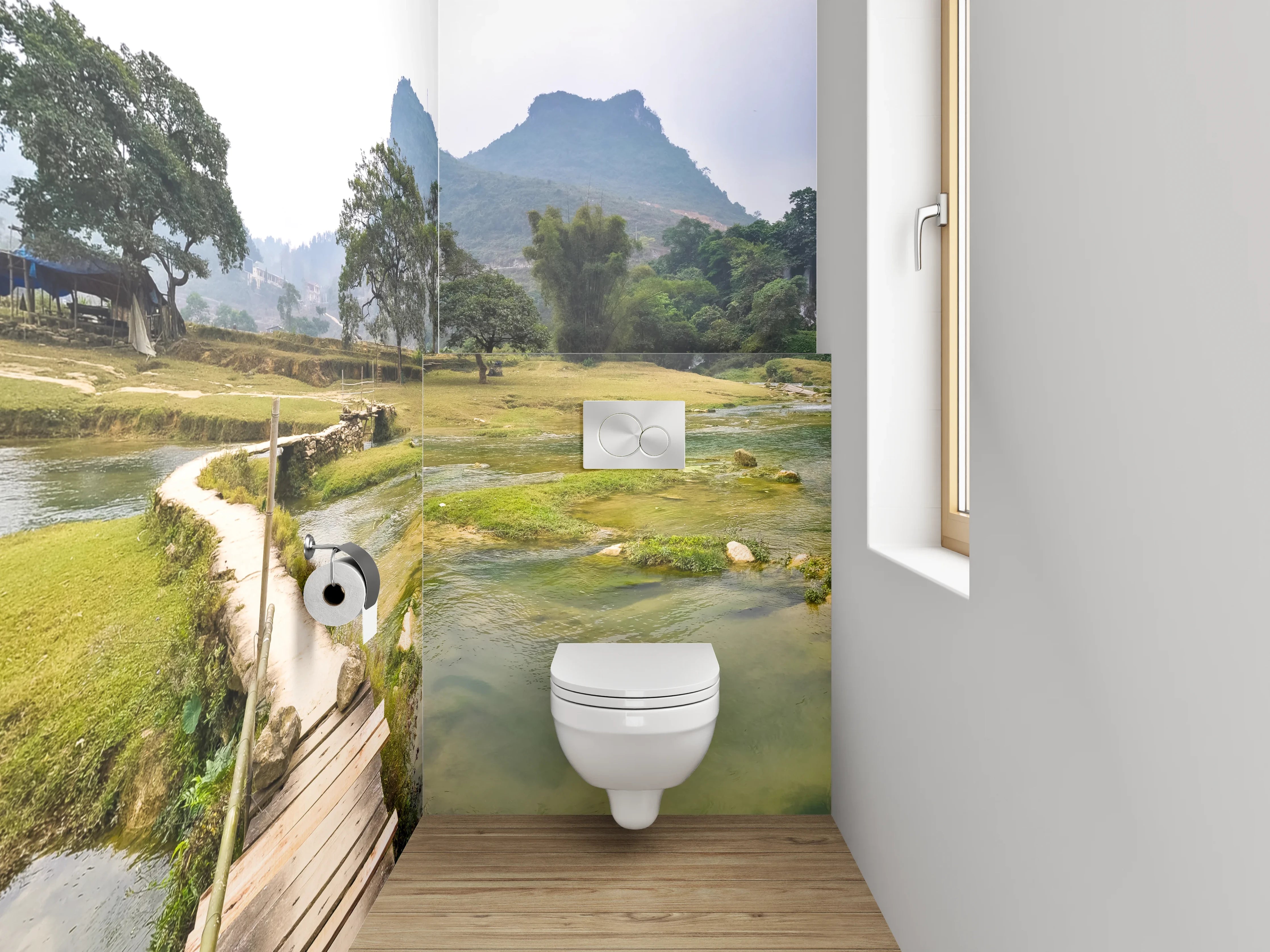 WC-Rückwand - Panorama Wasserfall Landschaft