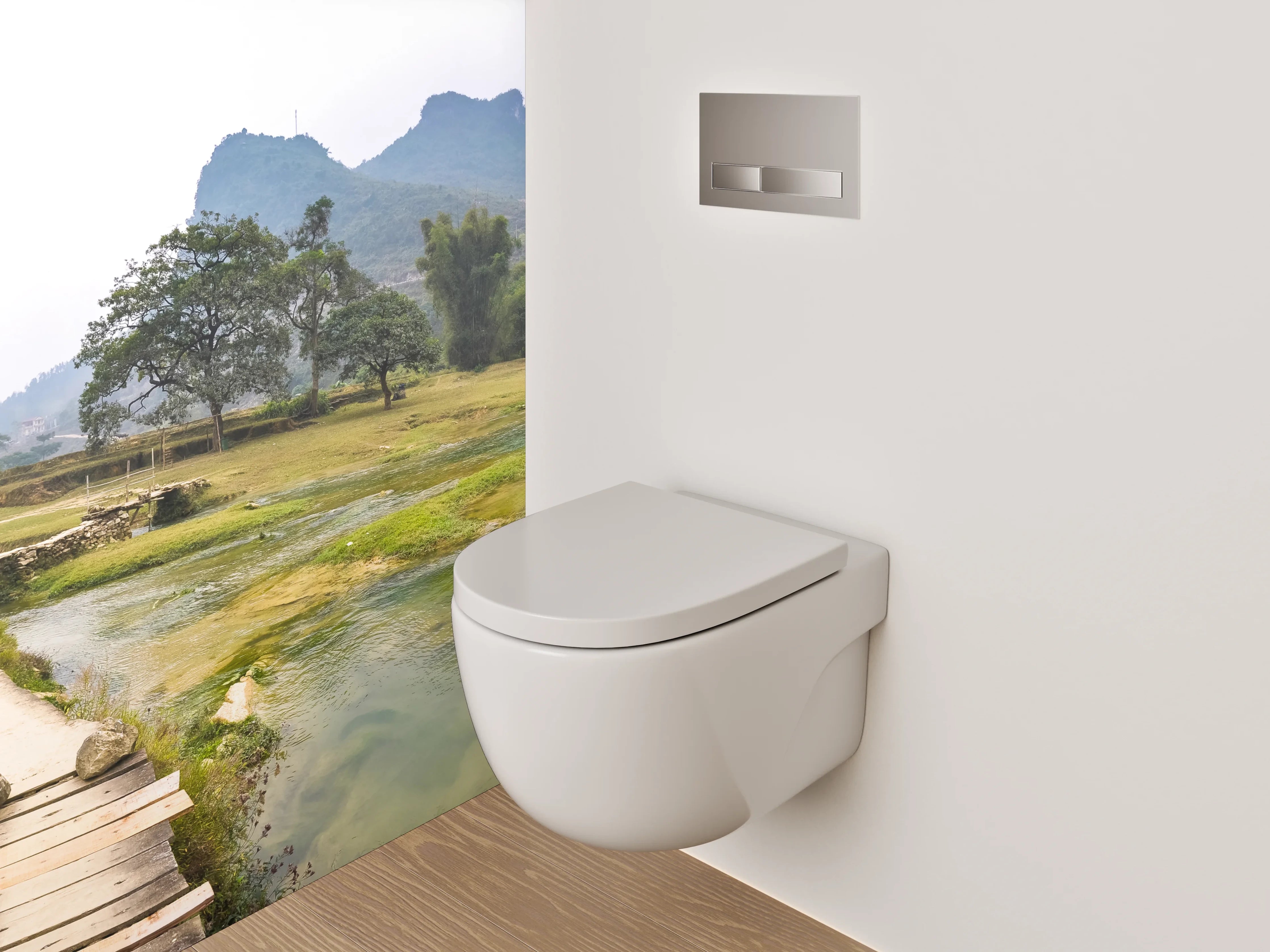 WC-Rückwand - Panorama Wasserfall Landschaft