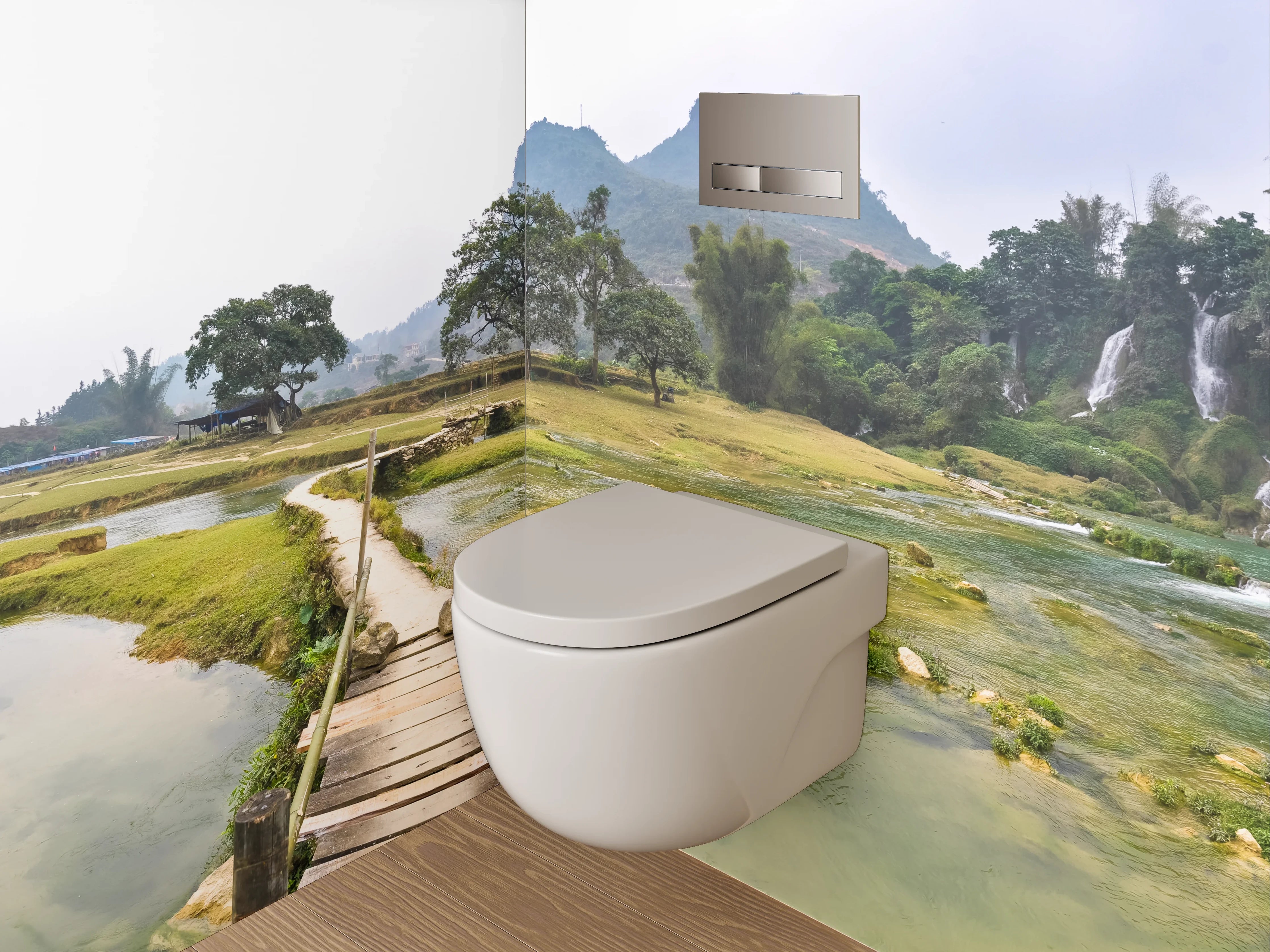 WC-Rückwand - Panorama Wasserfall Landschaft