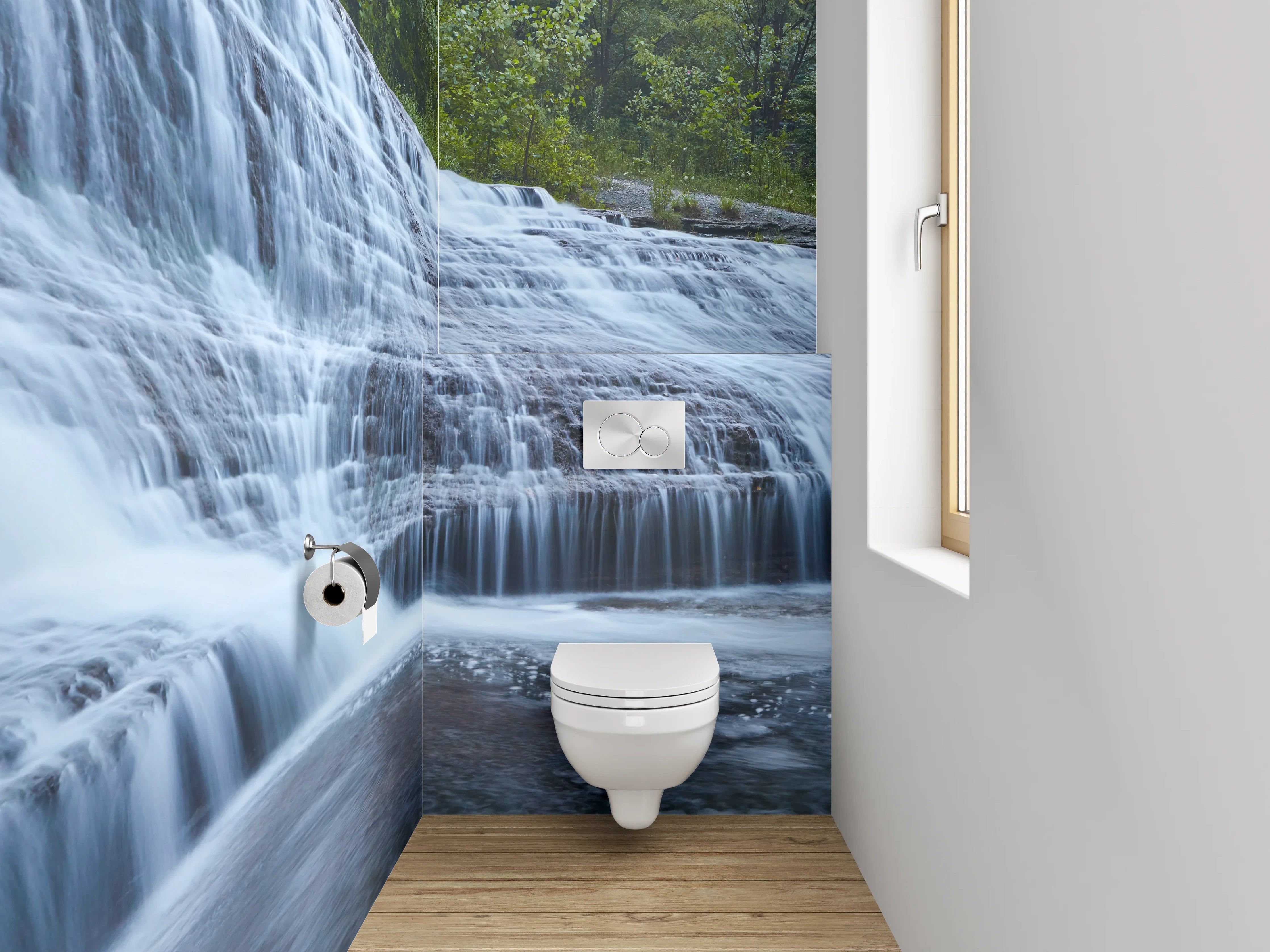 WC-Rückwand - Panorama Wasserfall Naturidylle