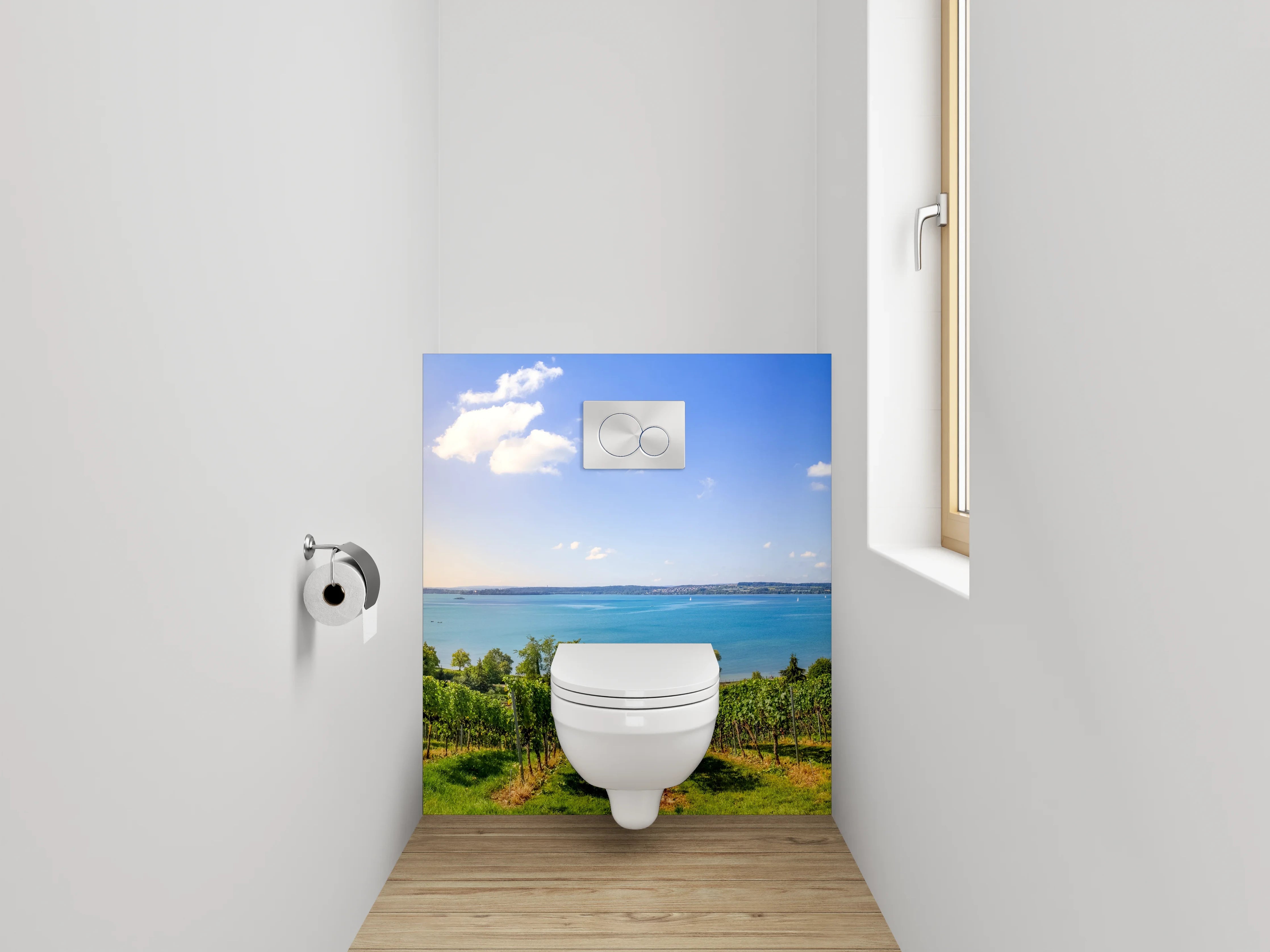 WC-Rückwand - Panorama Weinberg am Bodensee