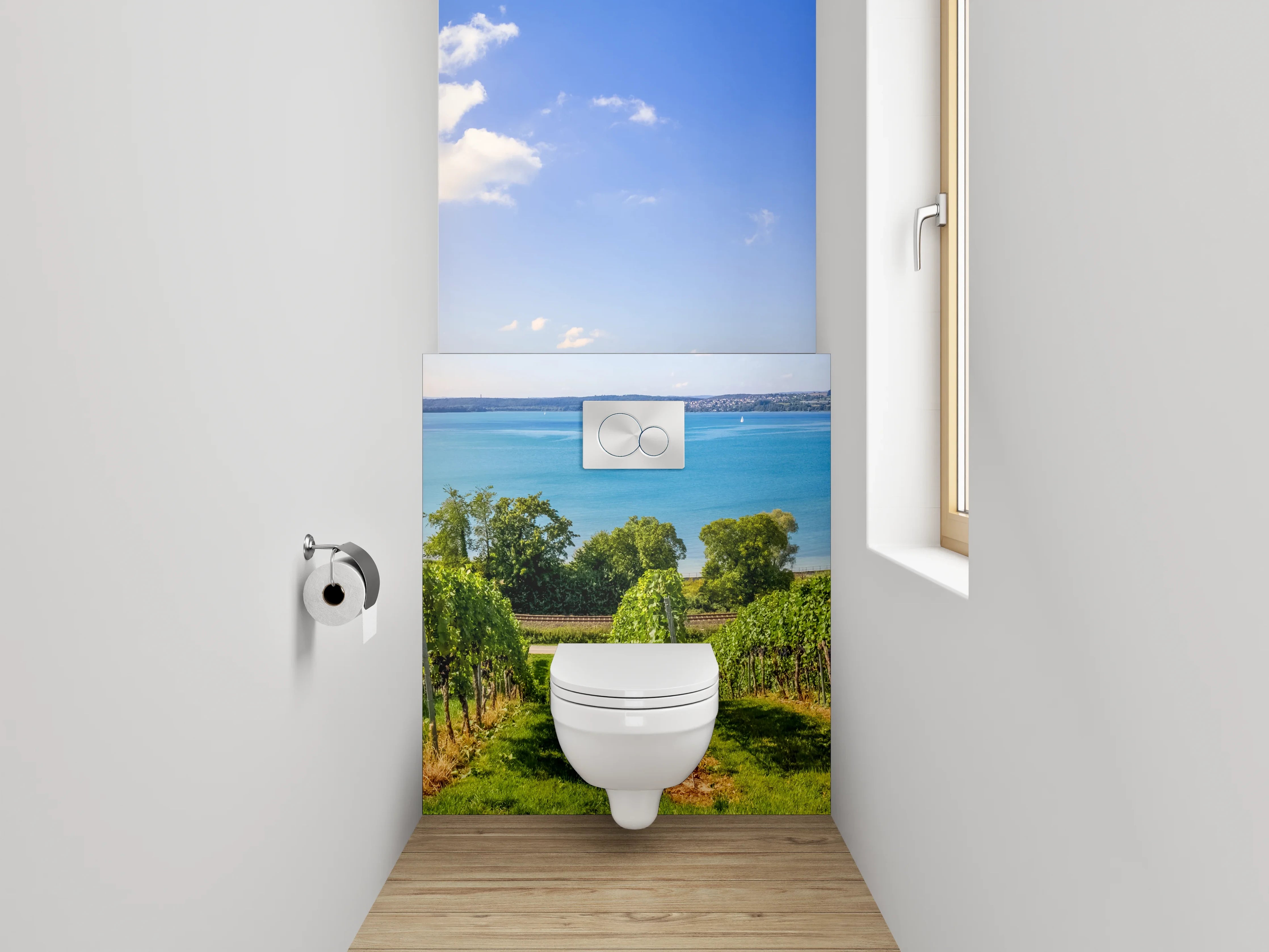 WC-Rückwand - Panorama Weinberg am Bodensee