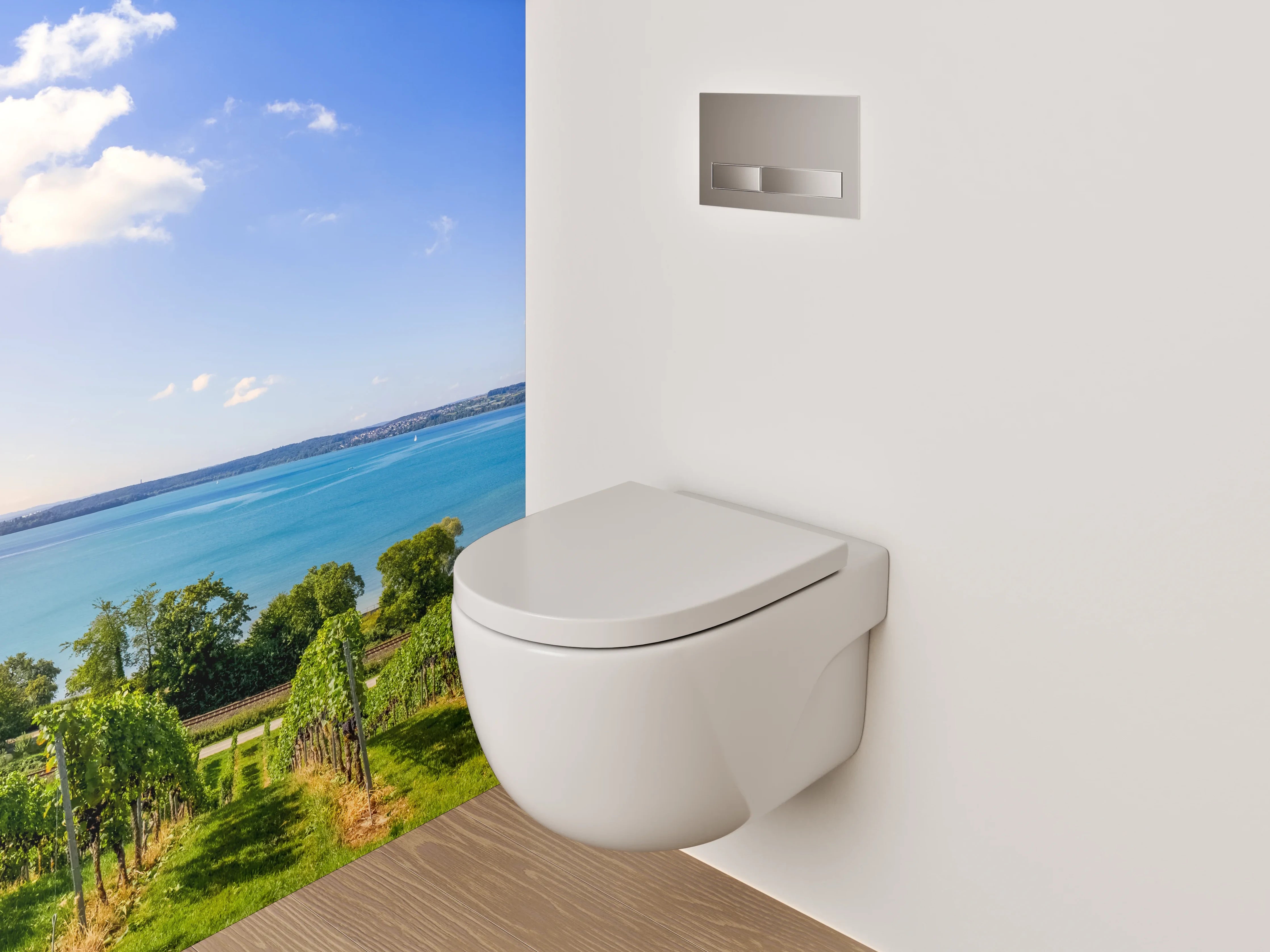 WC-Rückwand - Panorama Weinberg am Bodensee