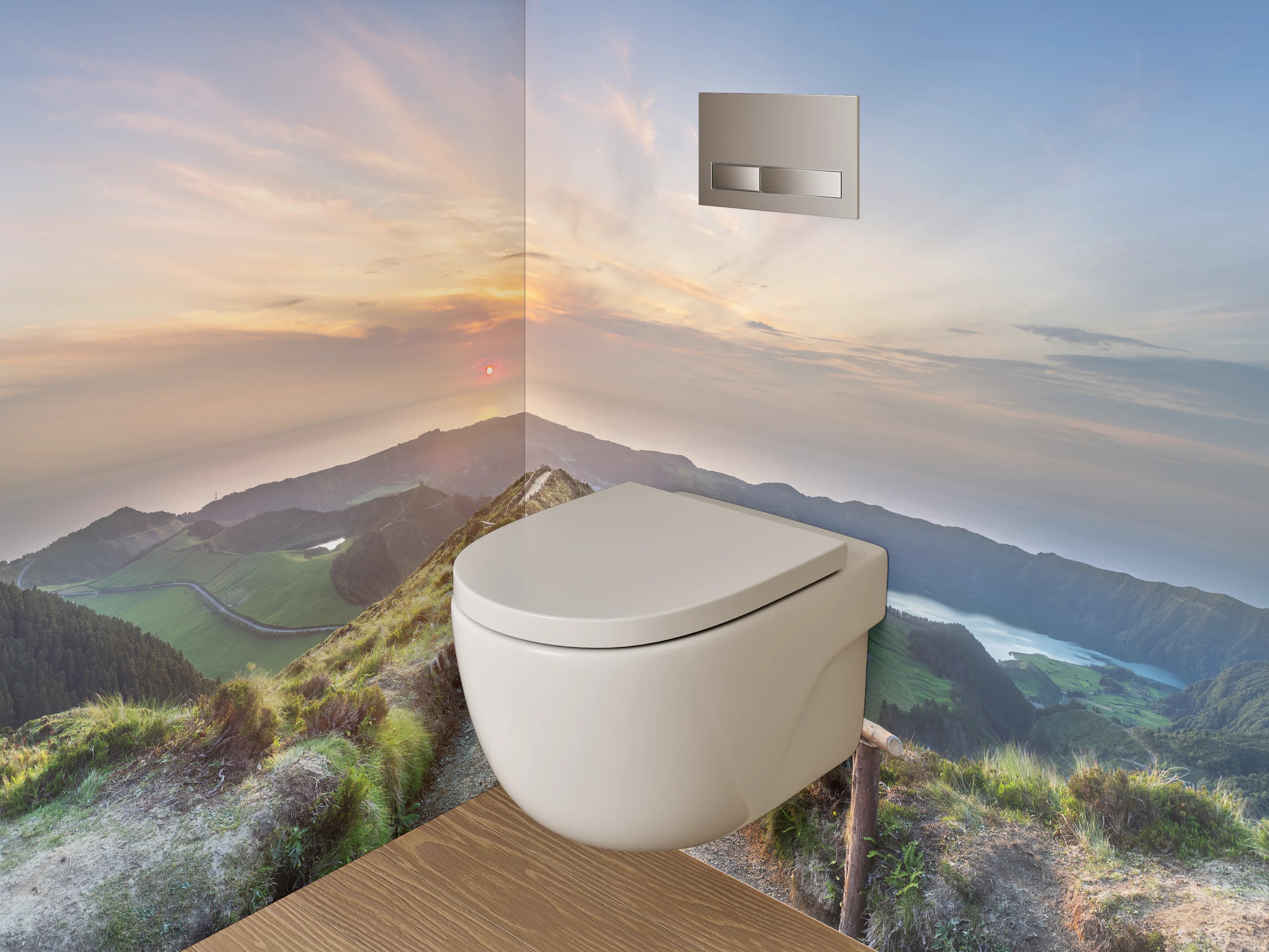 WC-Rückwand - Panoramablick Wanderweg Sonnenuntergang