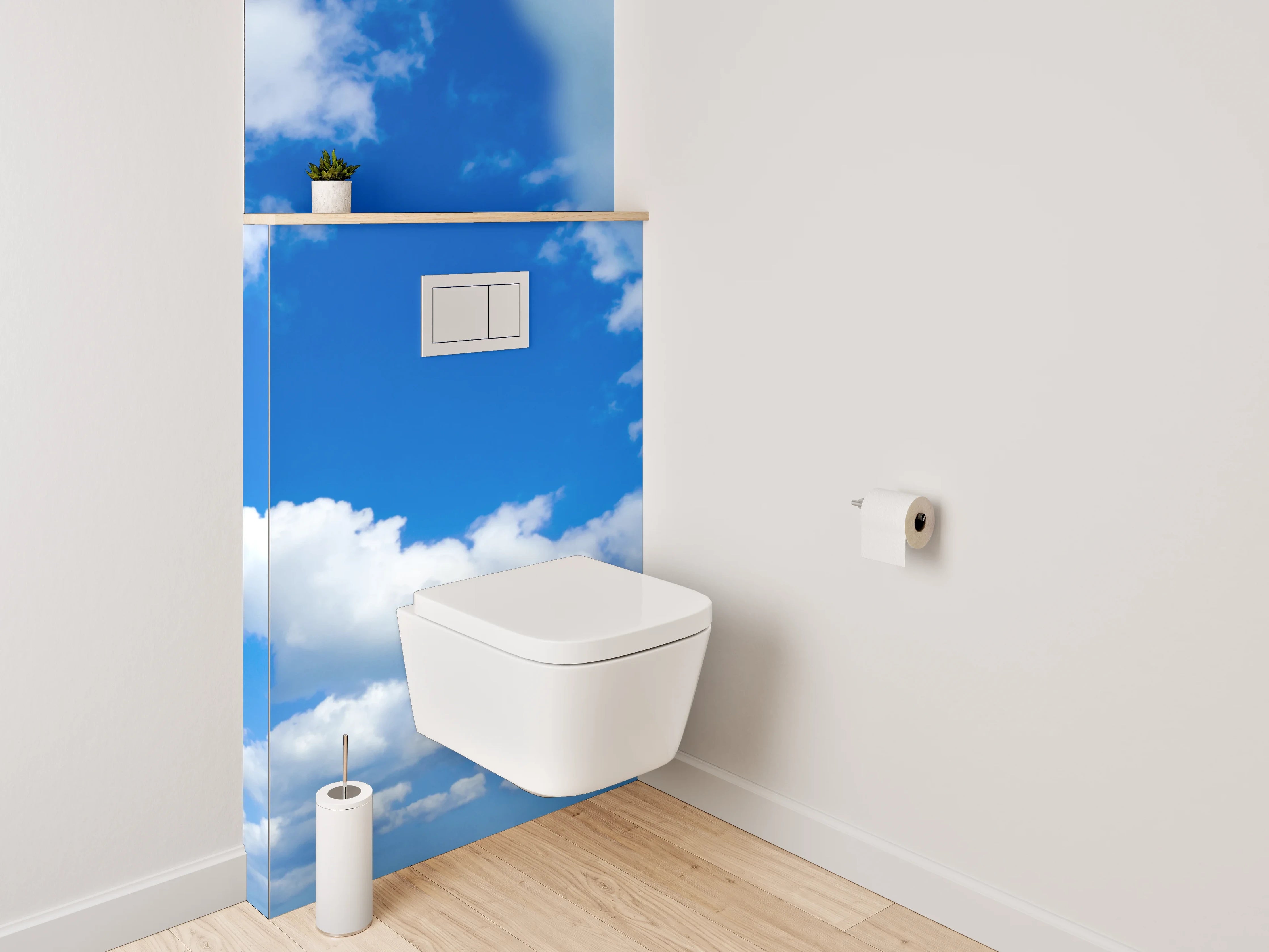 WC-Rückwand - Panoramablick Wolkenhimmel Blau-Weiß