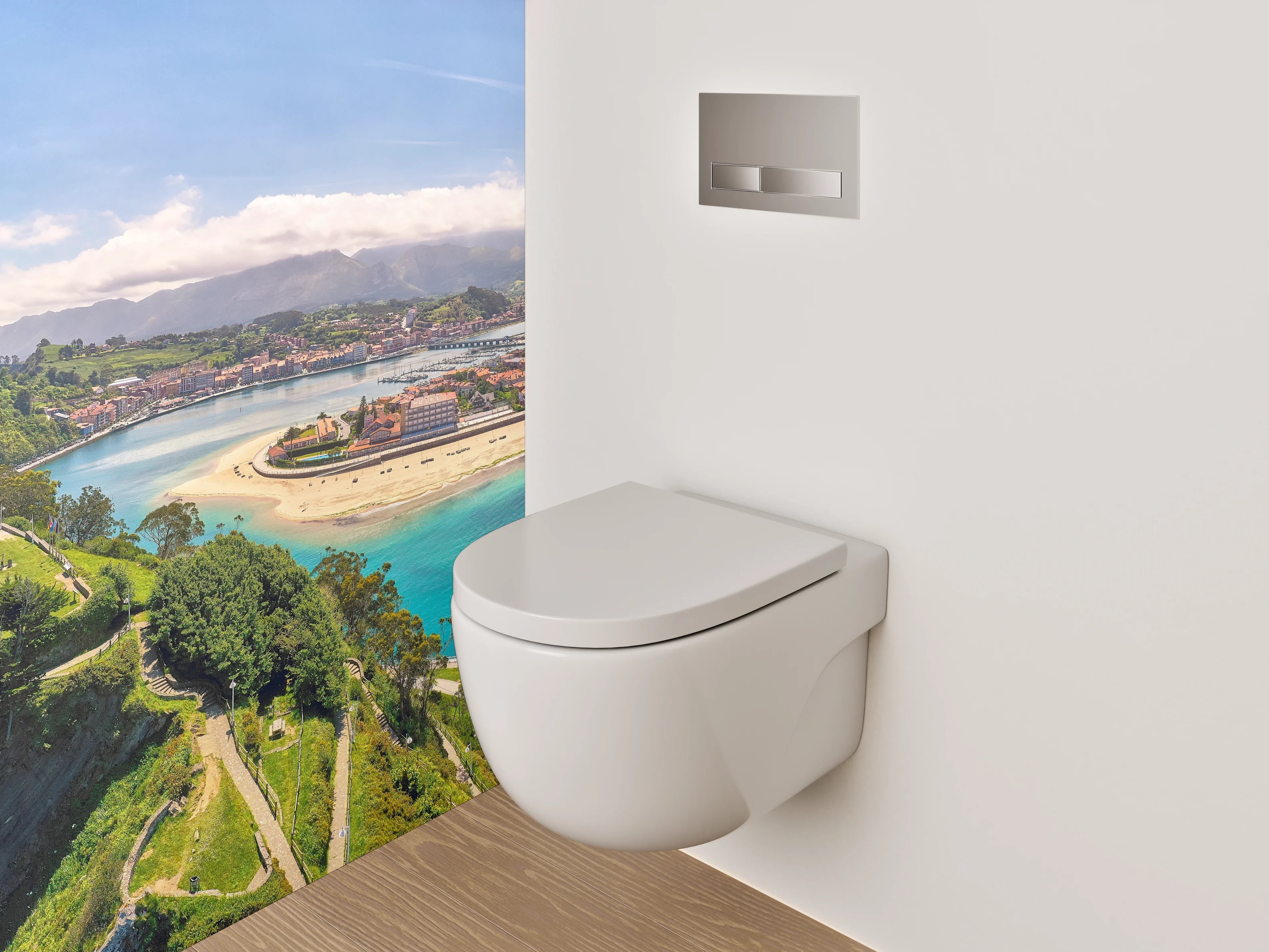 WC-Rückwand - Panoramablick auf Küstenlandschaft Spanien