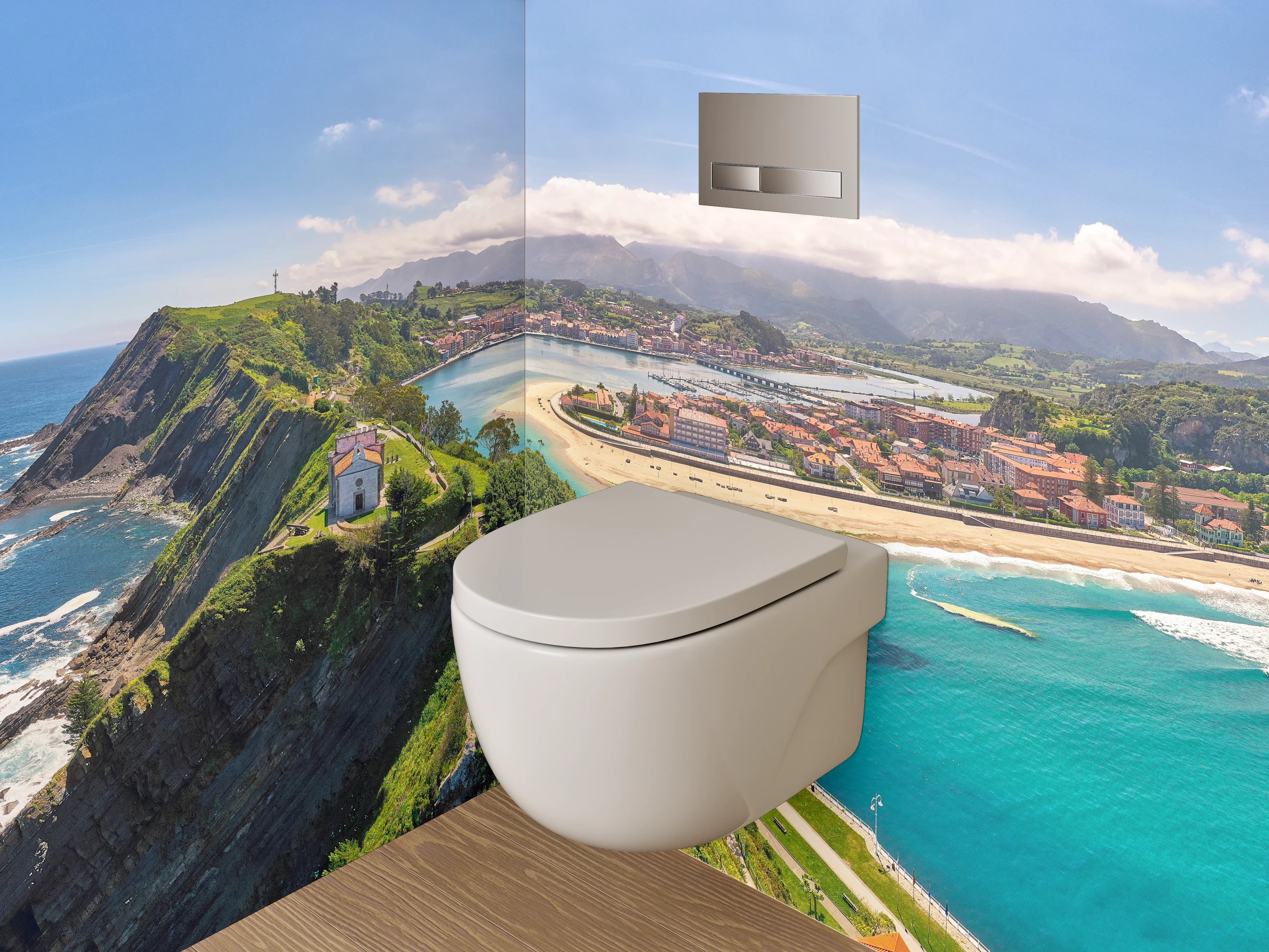 WC-Rückwand - Panoramablick auf Küstenlandschaft Spanien