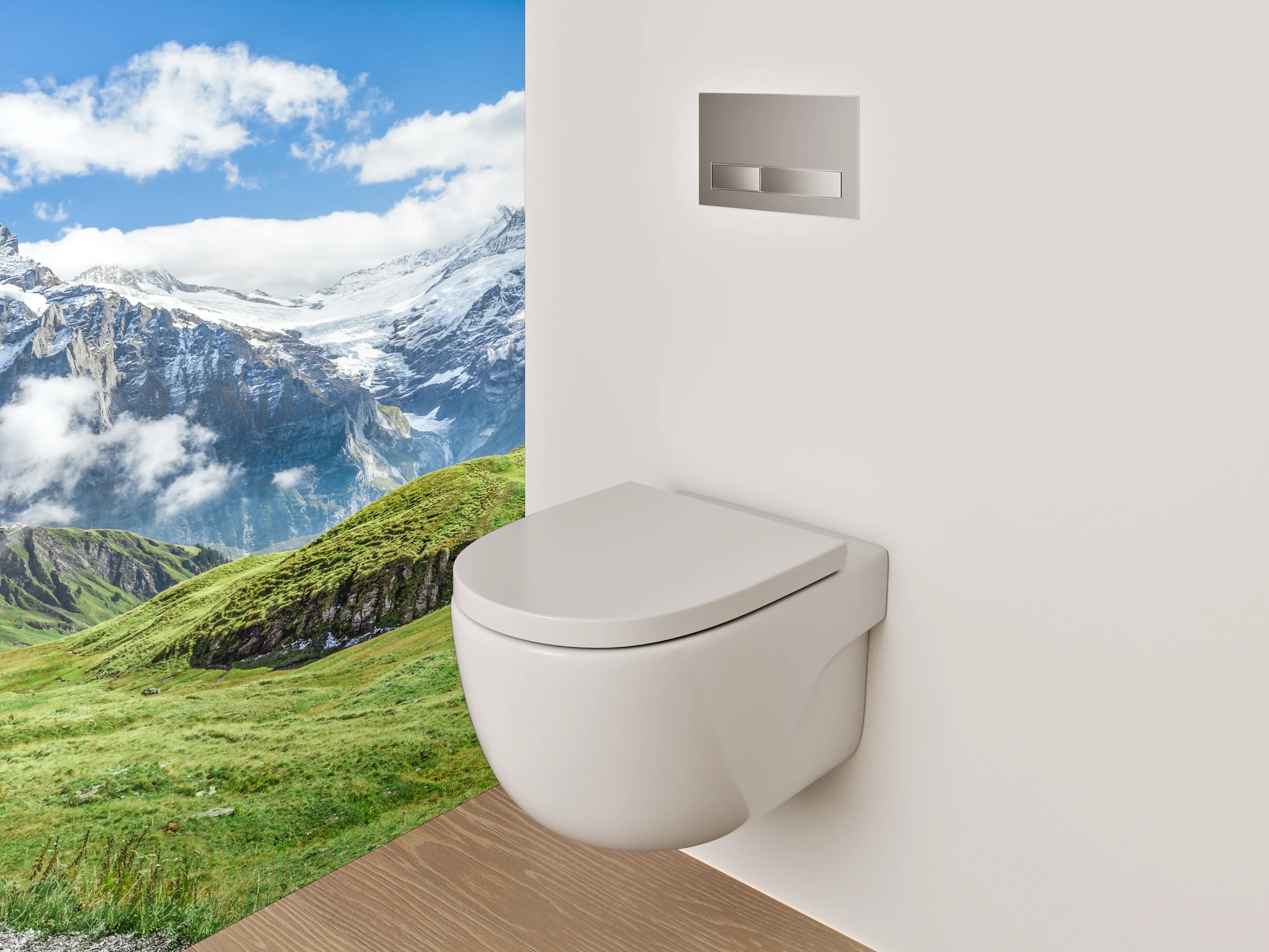 WC-Rückwand - Panoramablick auf die Schweizer Alpen