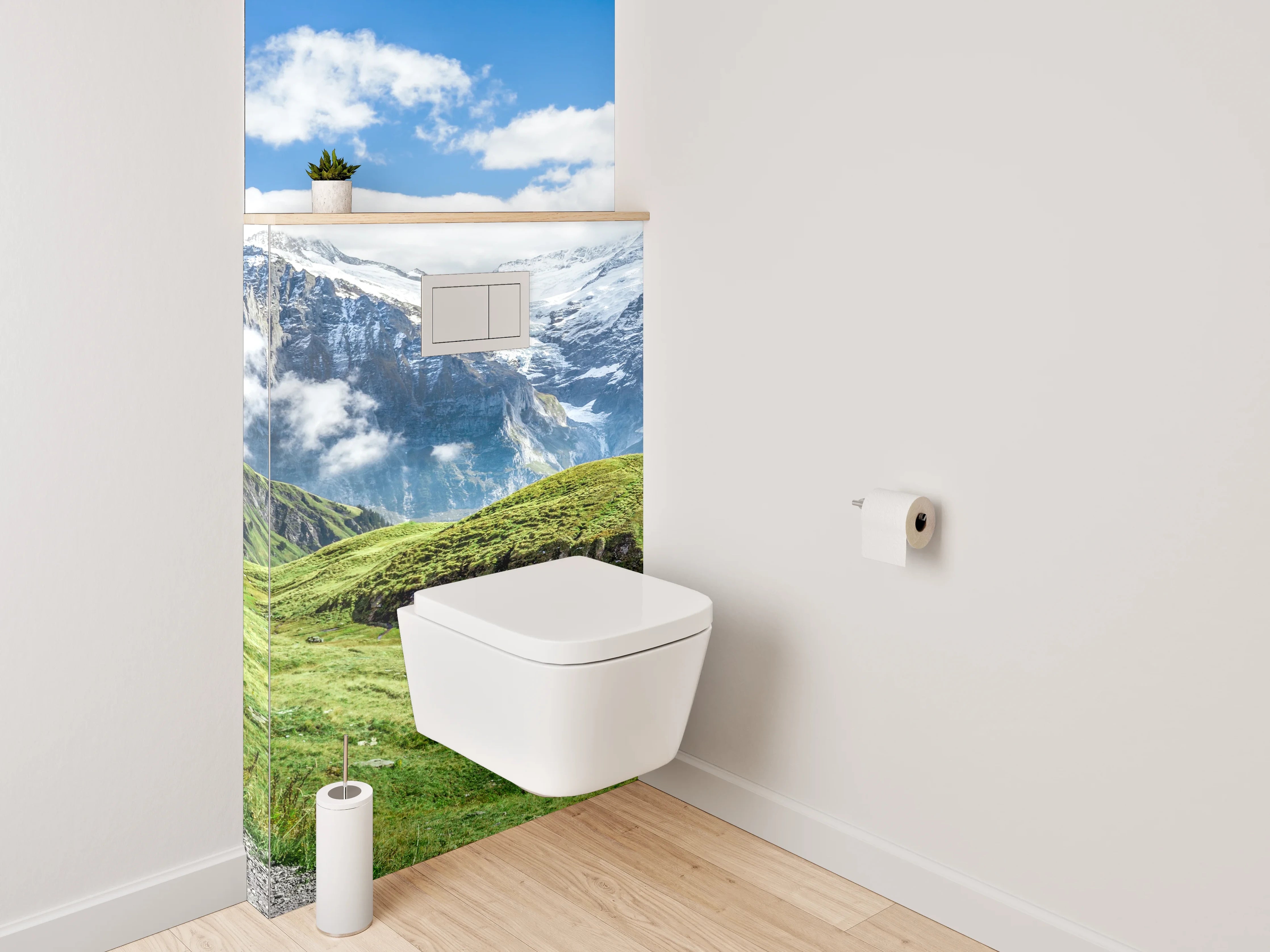 WC-Rückwand - Panoramablick auf die Schweizer Alpen