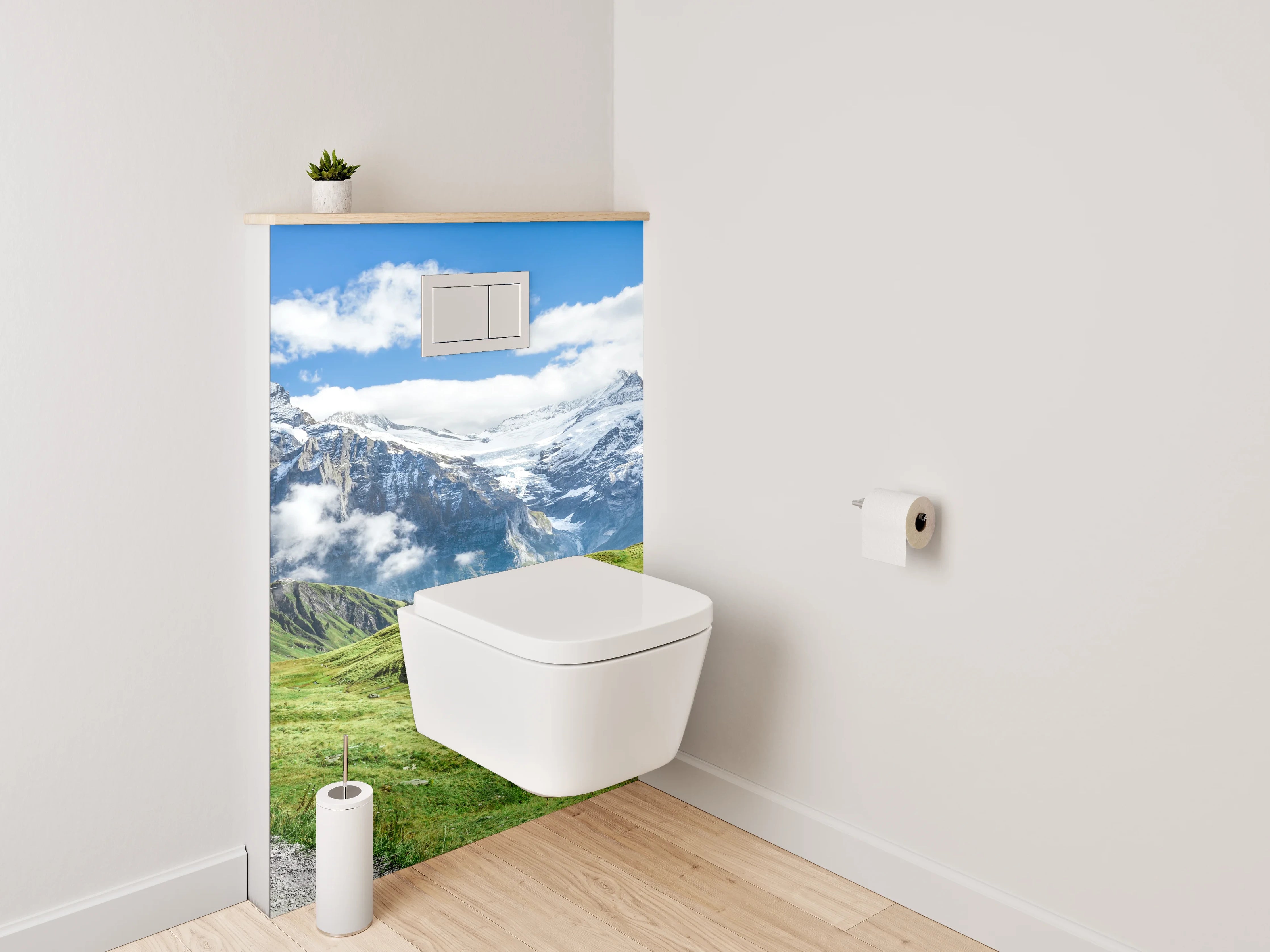WC-Rückwand - Panoramablick auf die Schweizer Alpen