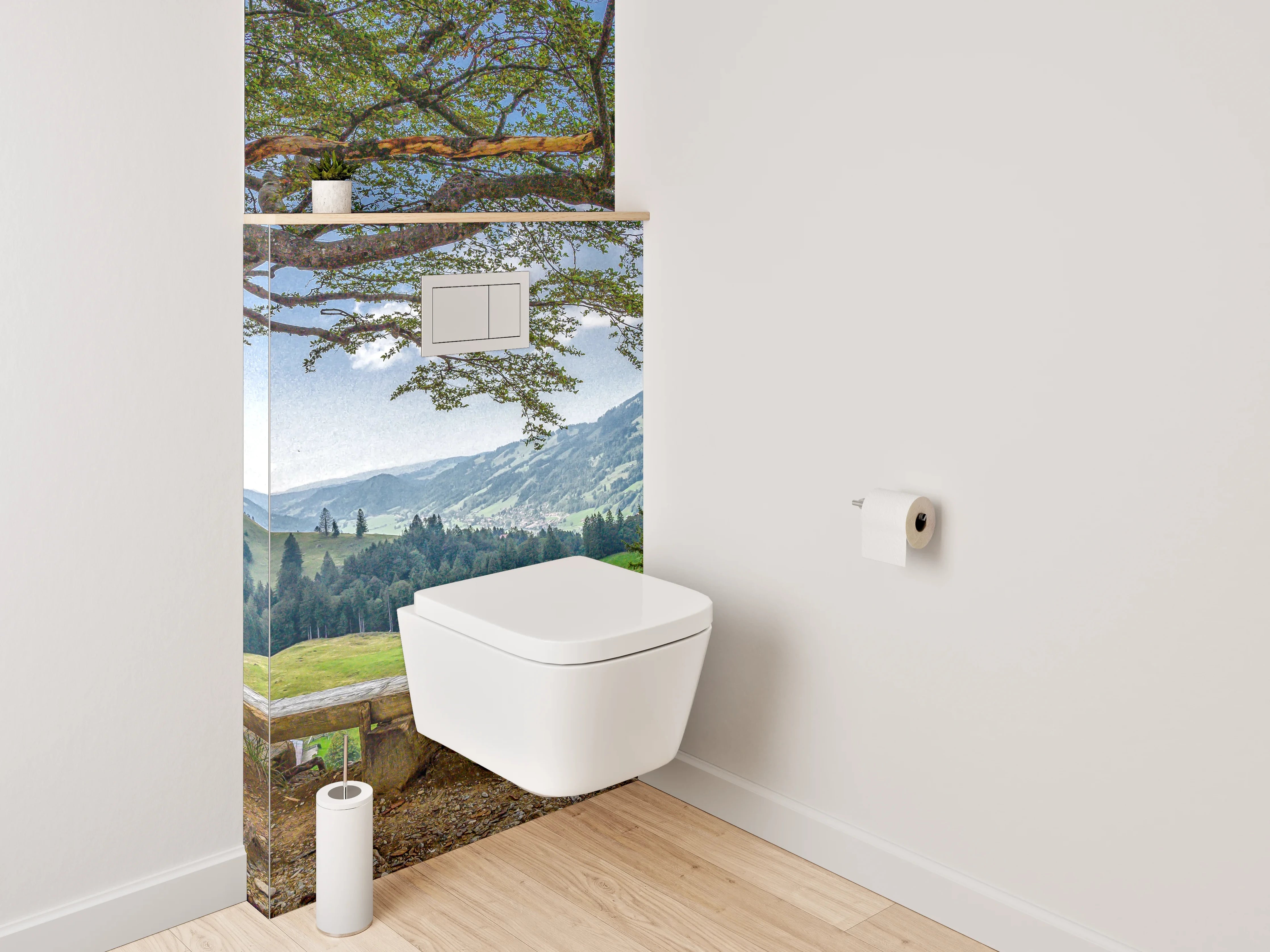 WC-Rückwand - Panoramablick: Natürliche Ruhe am Waldrand
