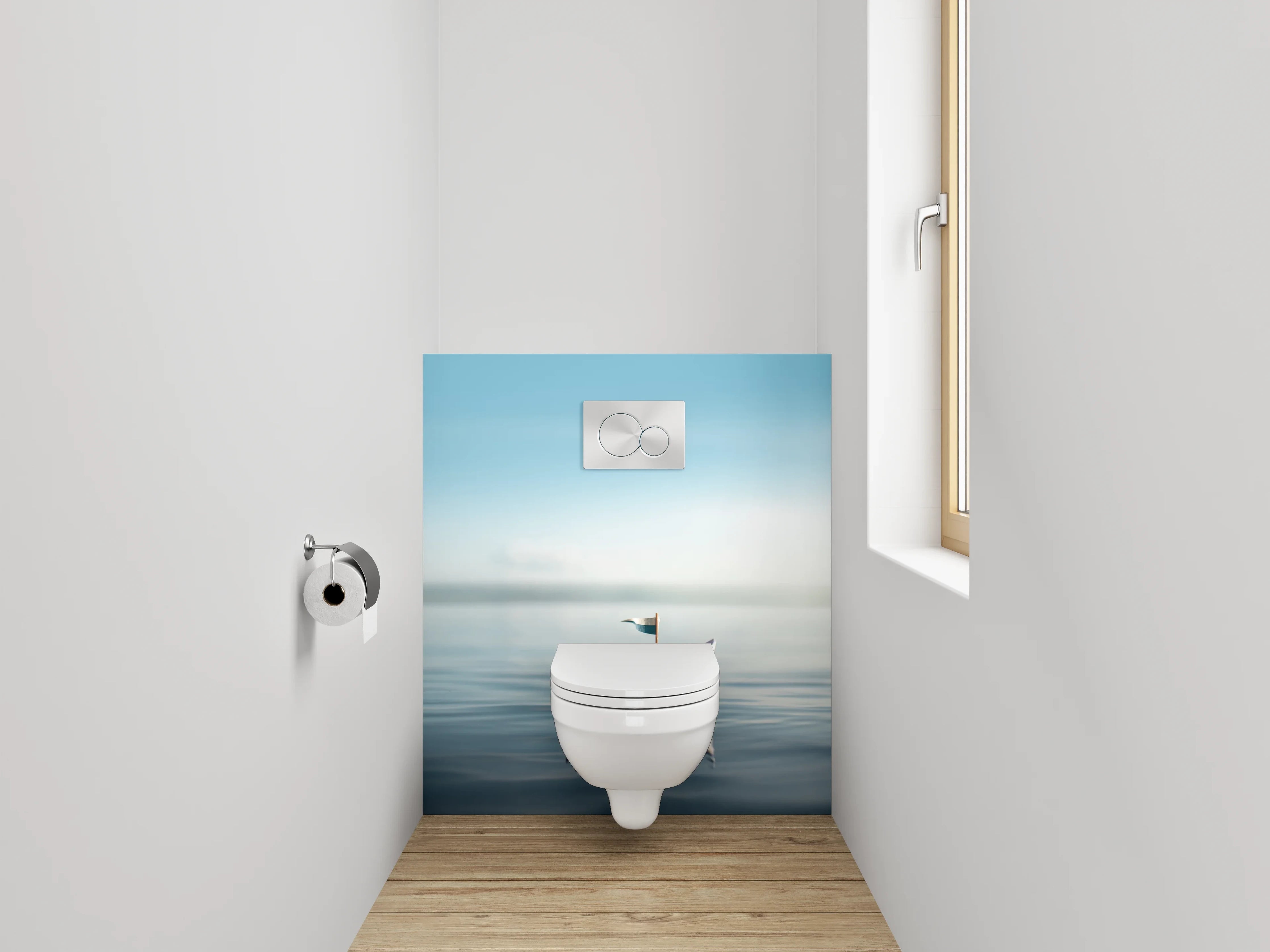WC-Rückwand - Papierboot auf ruhigem Wasser