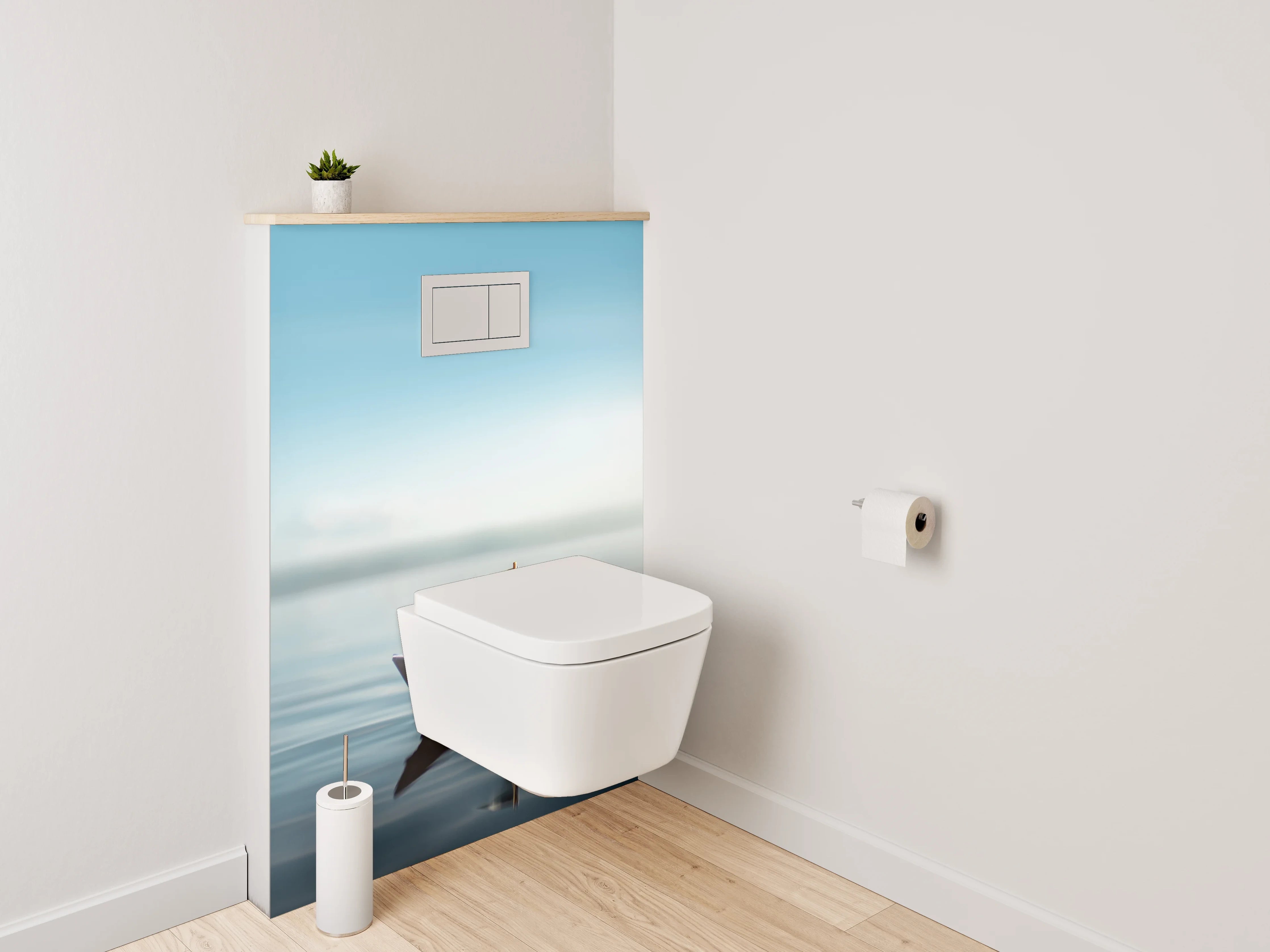 WC-Rückwand - Papierboot auf ruhigem Wasser
