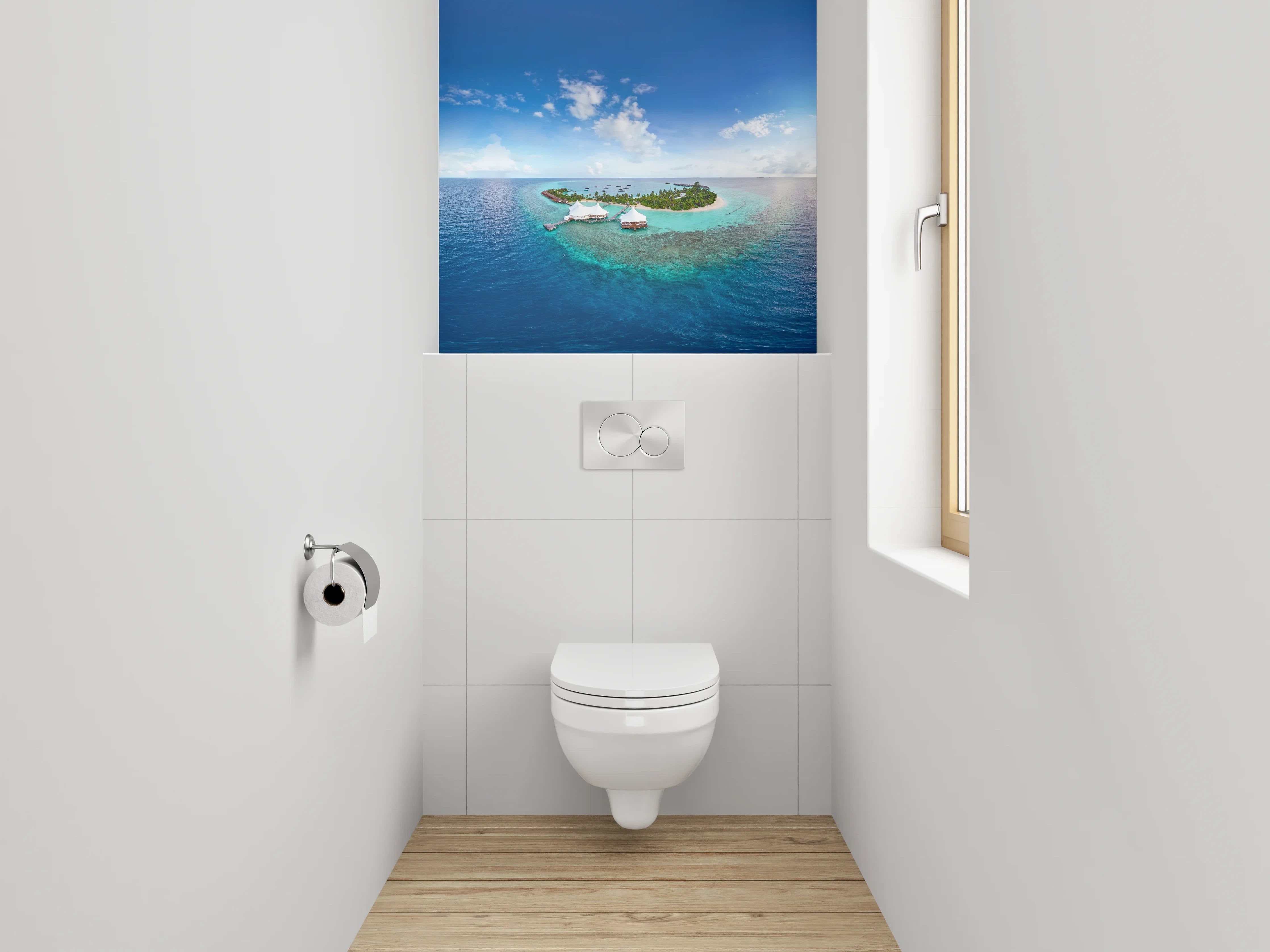 WC-Rückwand - Paradiesische Insel im türkisblauen Ozean