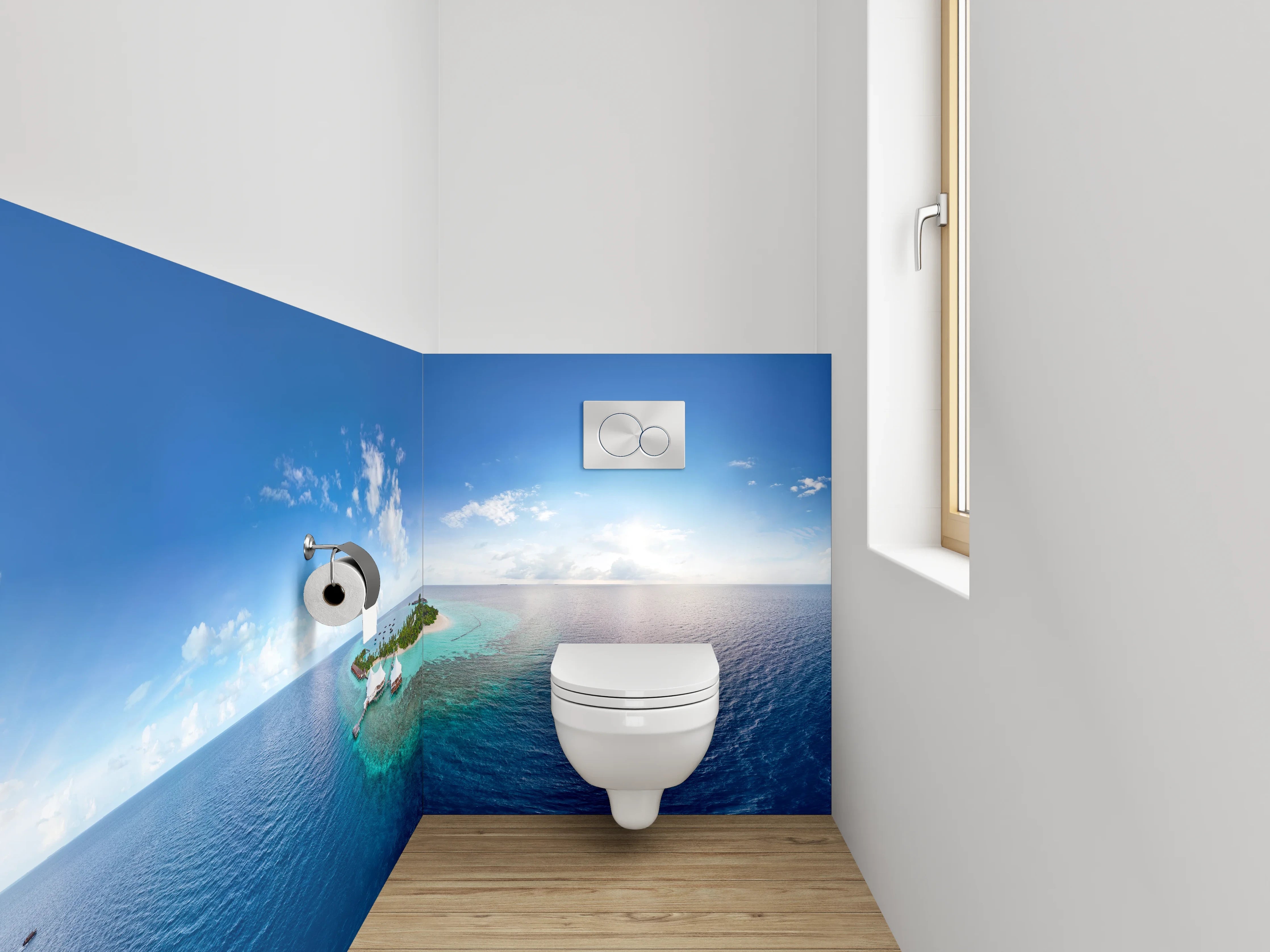 WC-Rückwand - Paradiesische Insel im türkisblauen Ozean