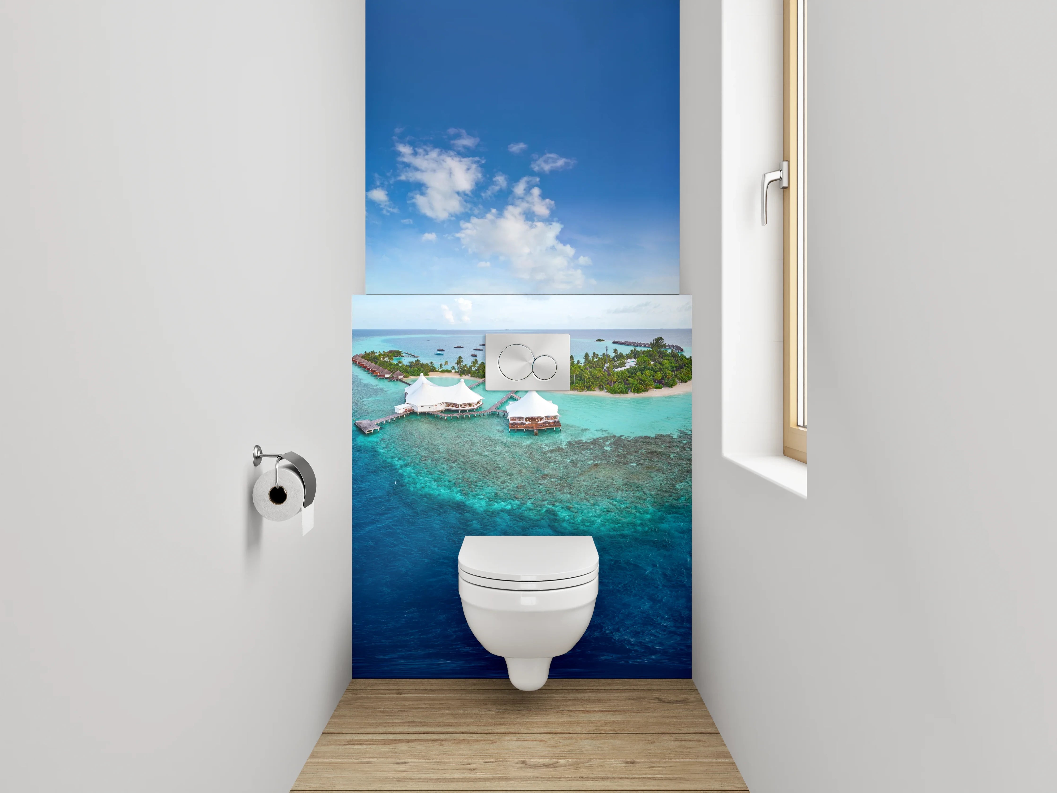 WC-Rückwand - Paradiesische Insel im türkisblauen Ozean