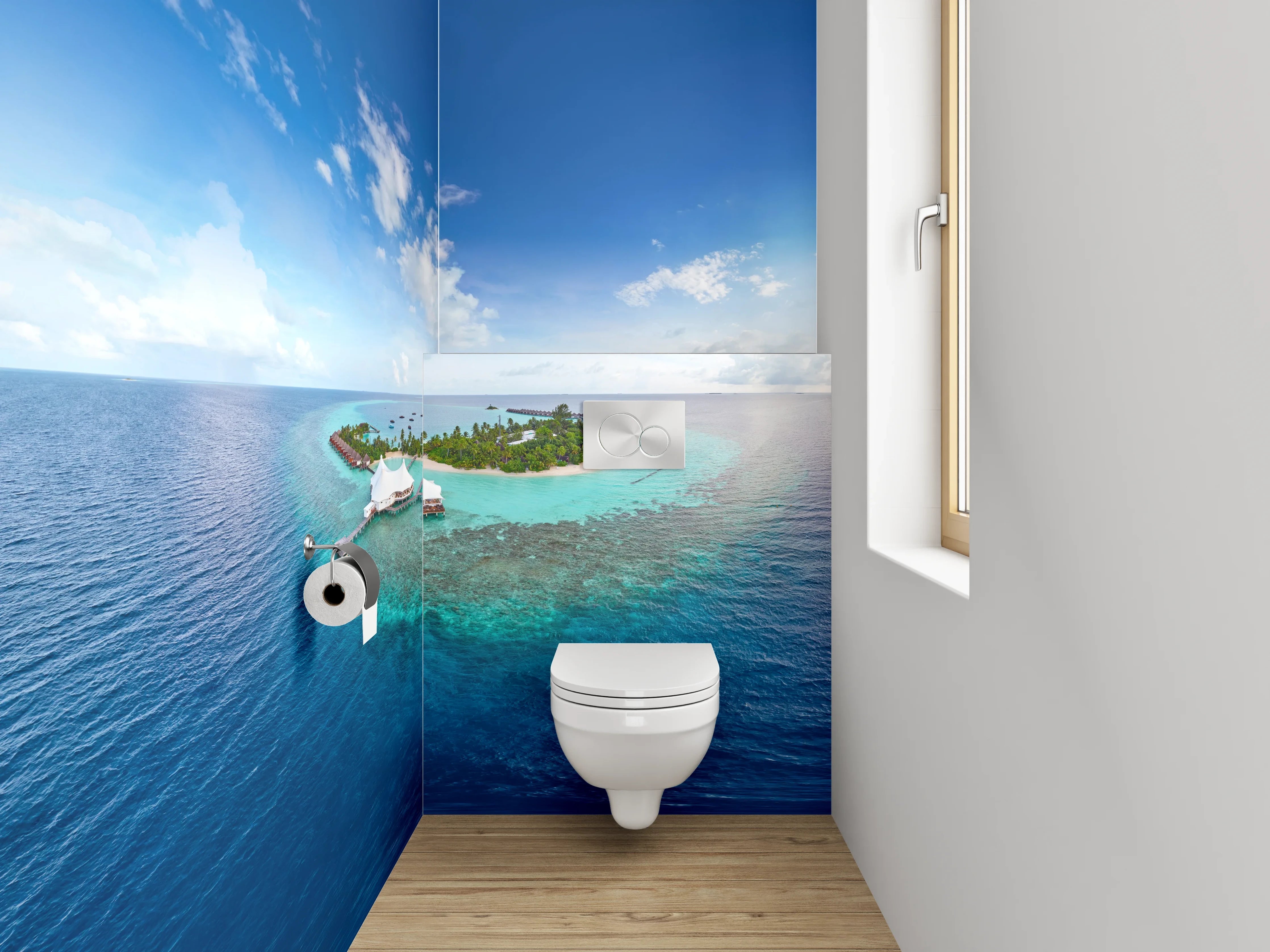 WC-Rückwand - Paradiesische Insel im türkisblauen Ozean