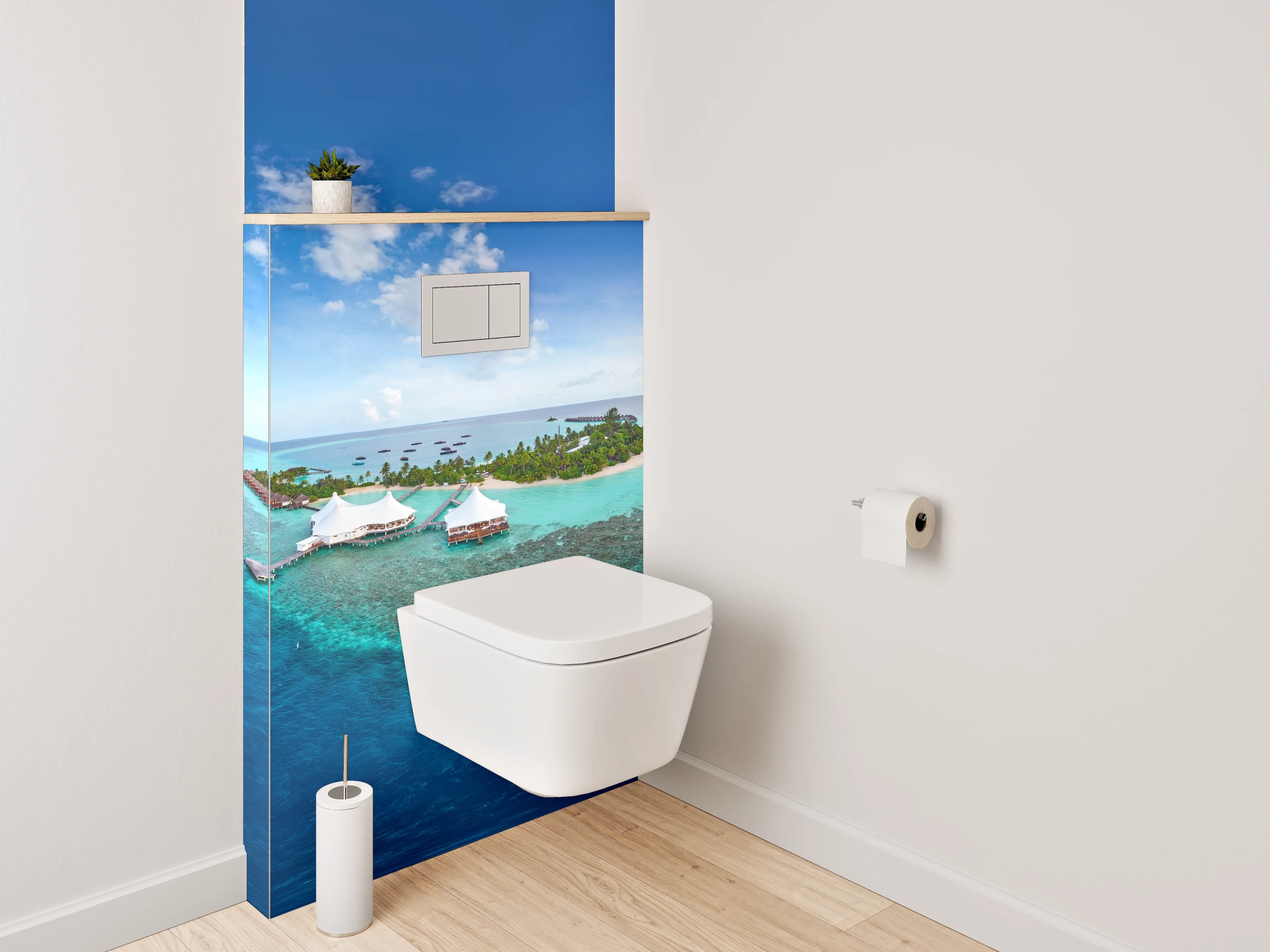 WC-Rückwand - Paradiesische Insel im türkisblauen Ozean