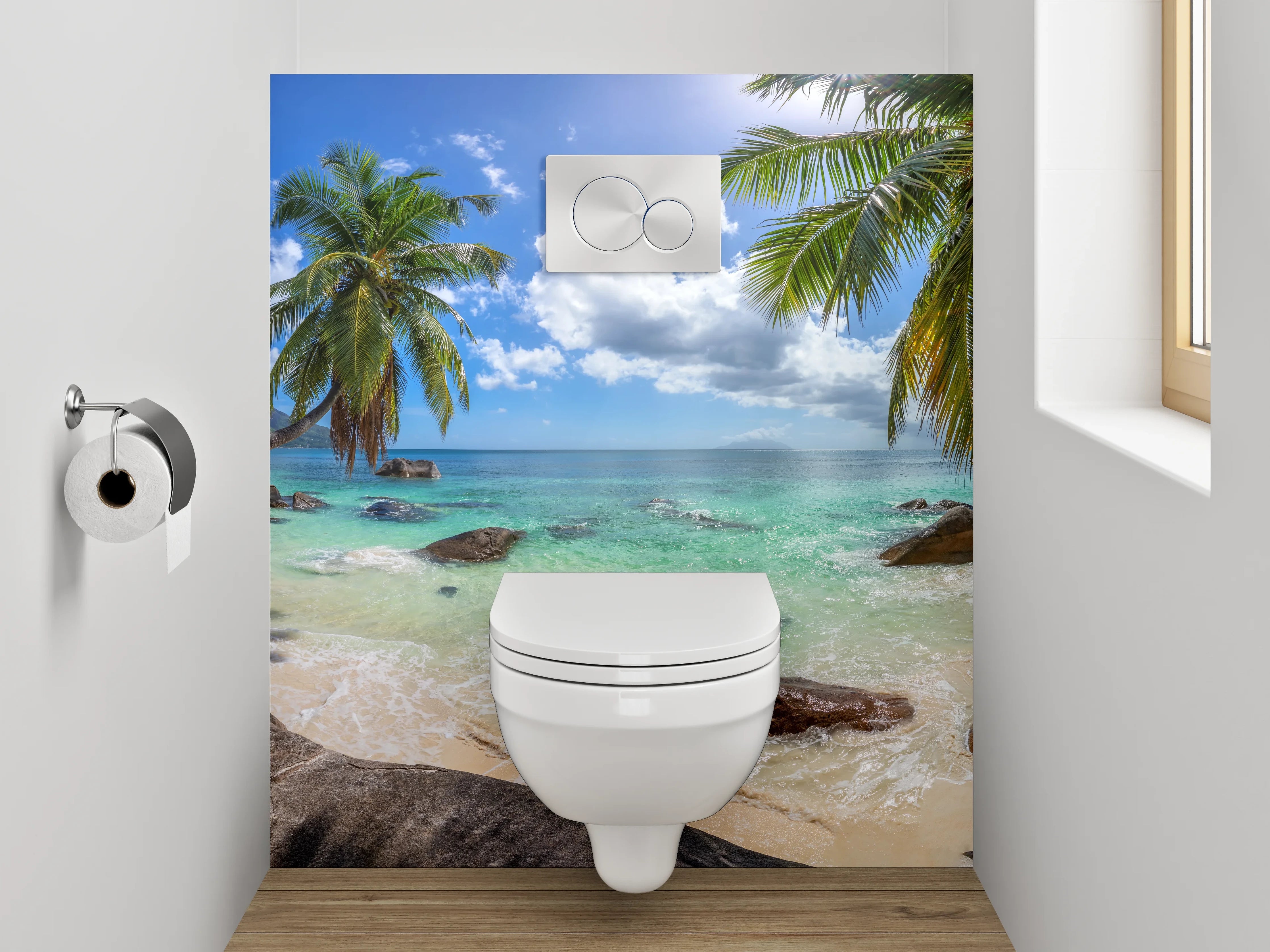 WC-Rückwand - Paradiesische Traumstrand Kulisse