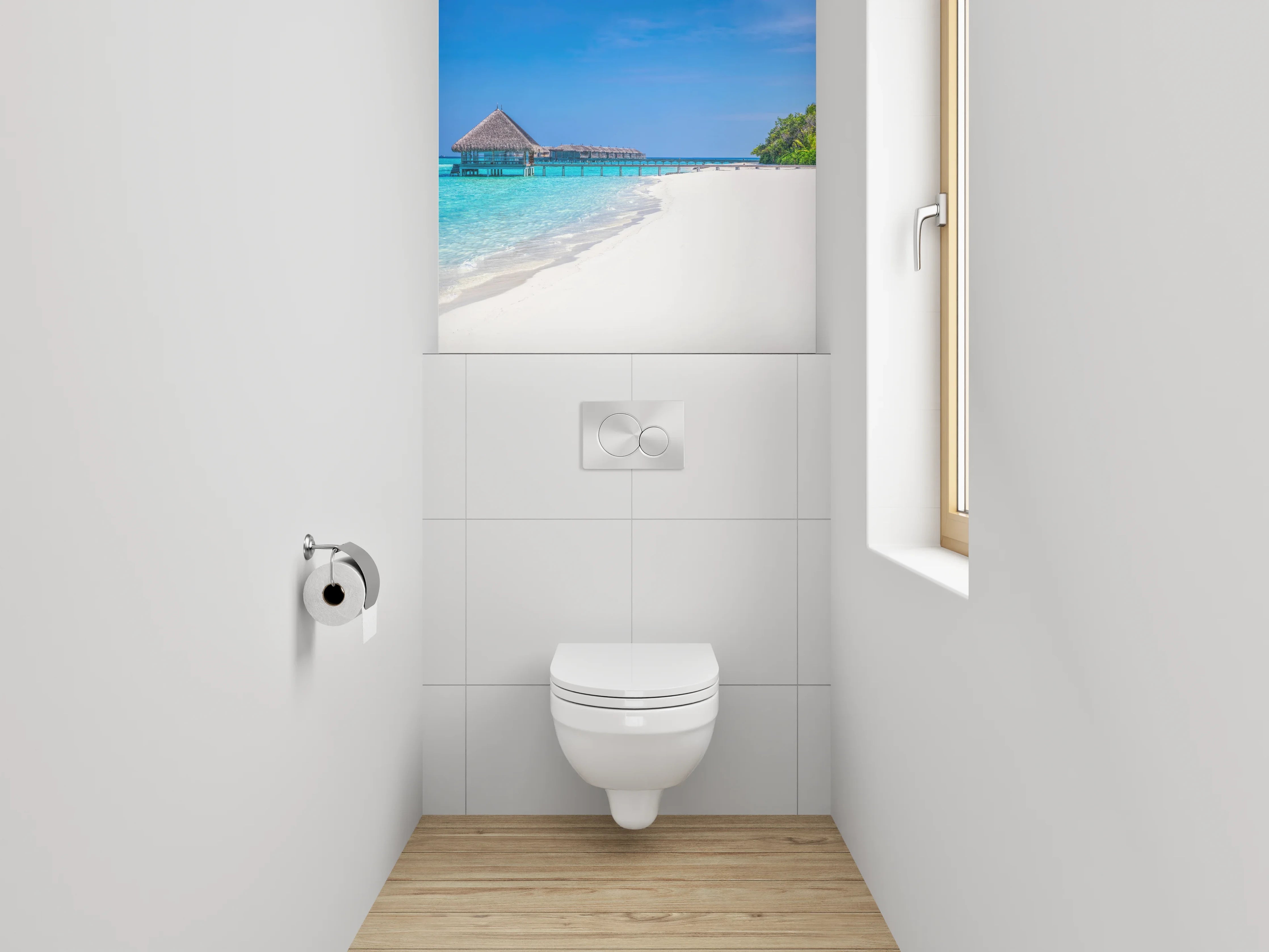 WC-Rückwand - Paradiesischer Strand mit türkisblauem Wasser