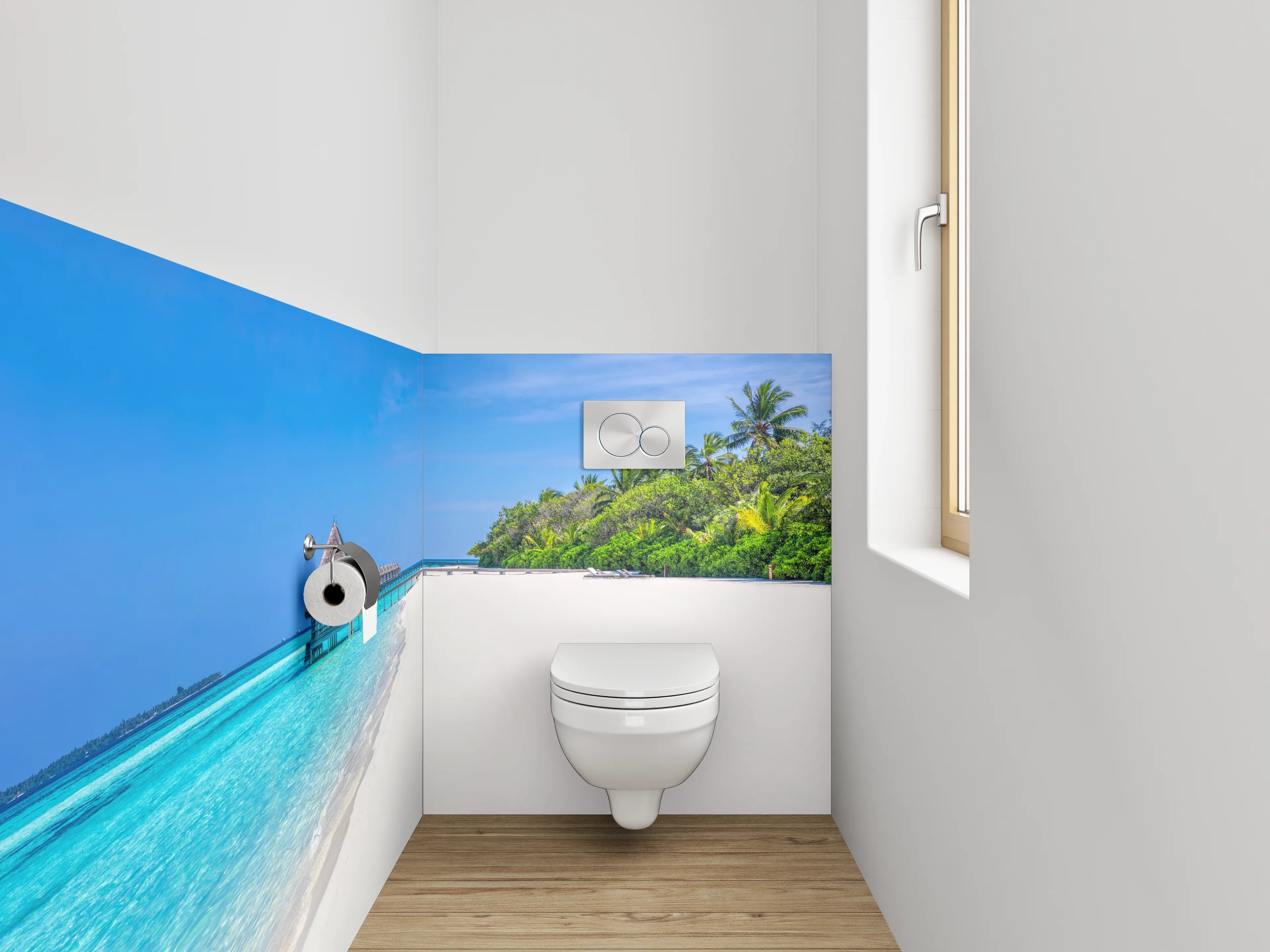 WC-Rückwand - Paradiesischer Strand mit türkisblauem Wasser