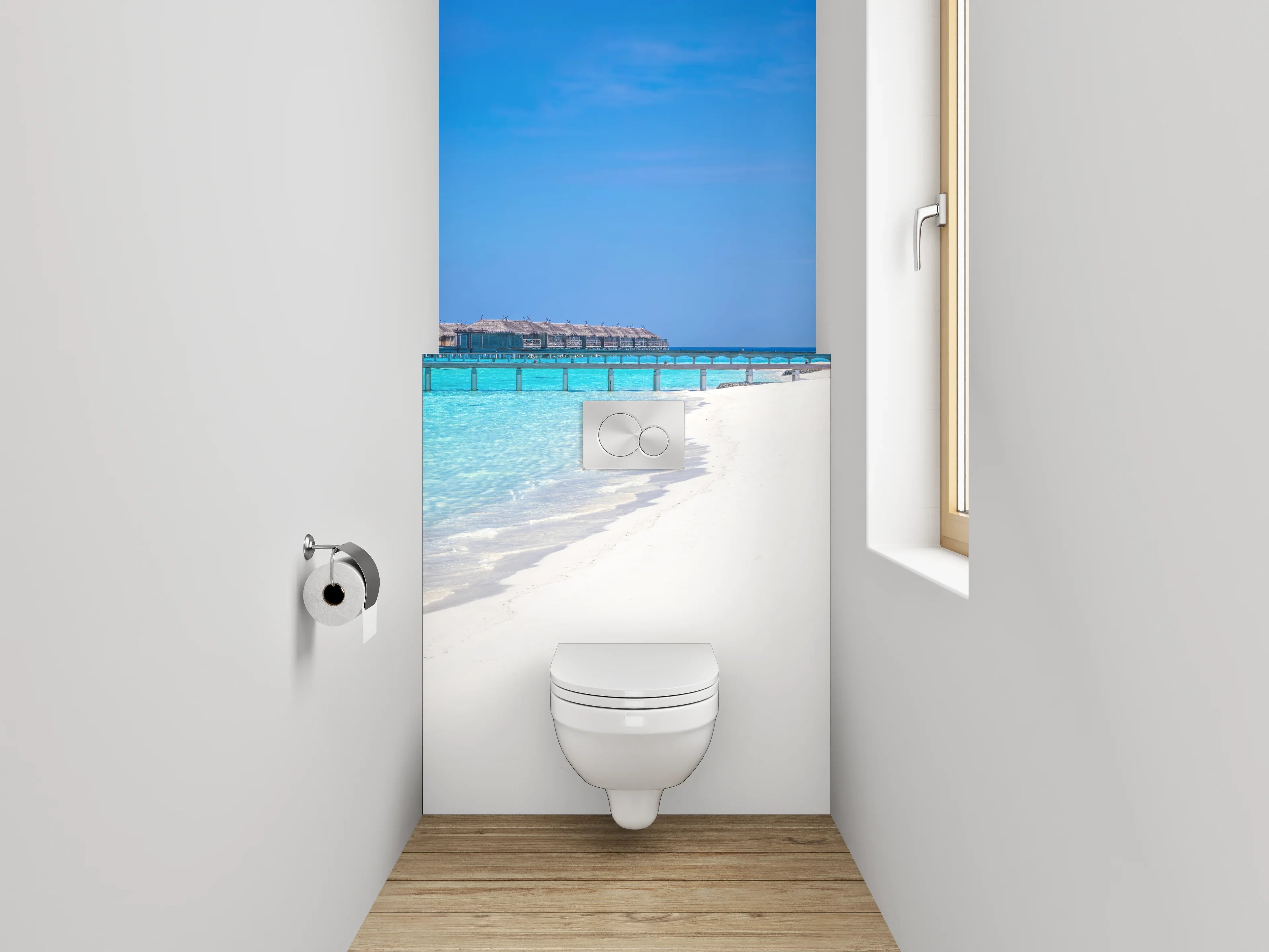 WC-Rückwand - Paradiesischer Strand mit türkisblauem Wasser