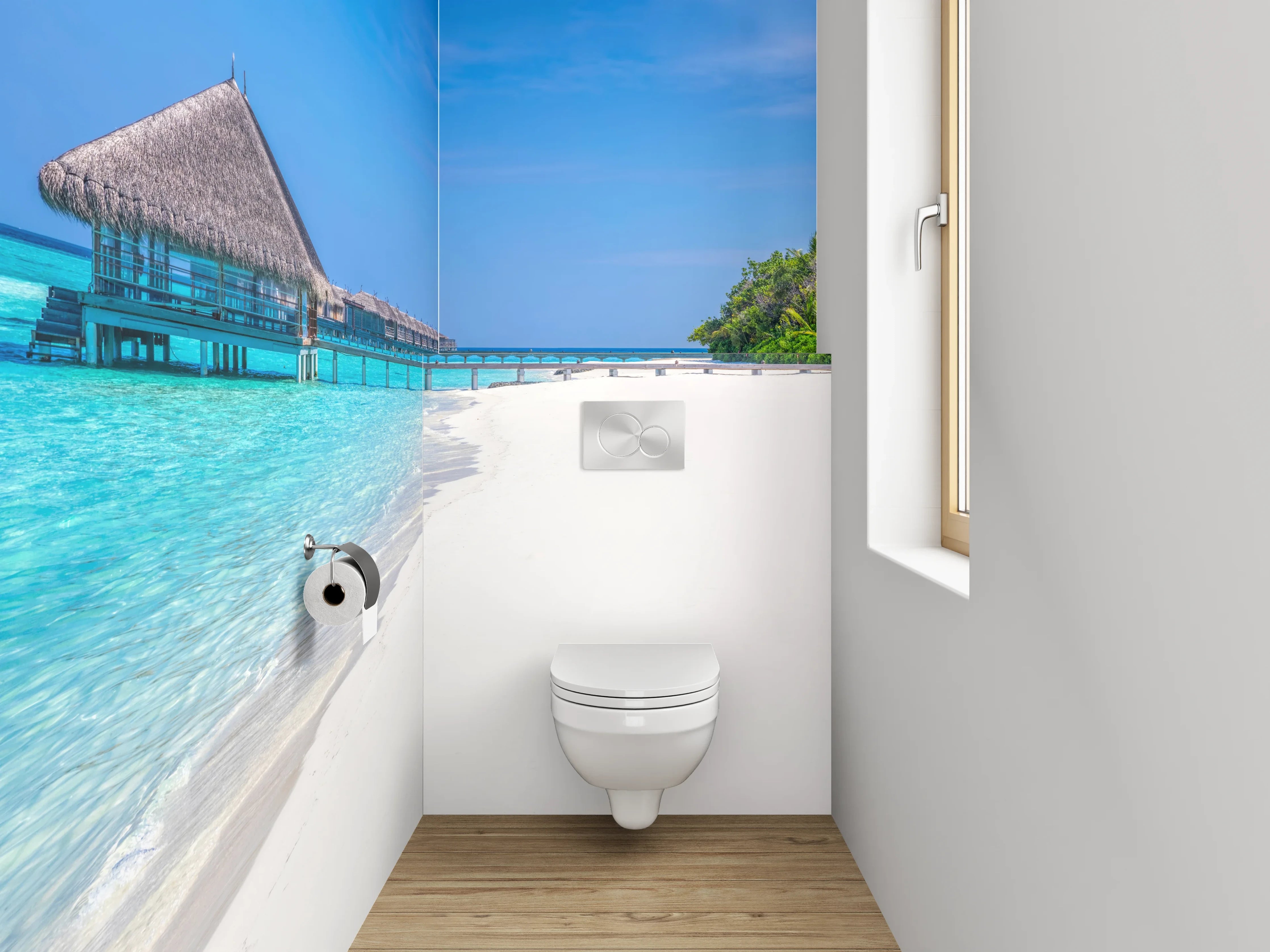 WC-Rückwand - Paradiesischer Strand mit türkisblauem Wasser