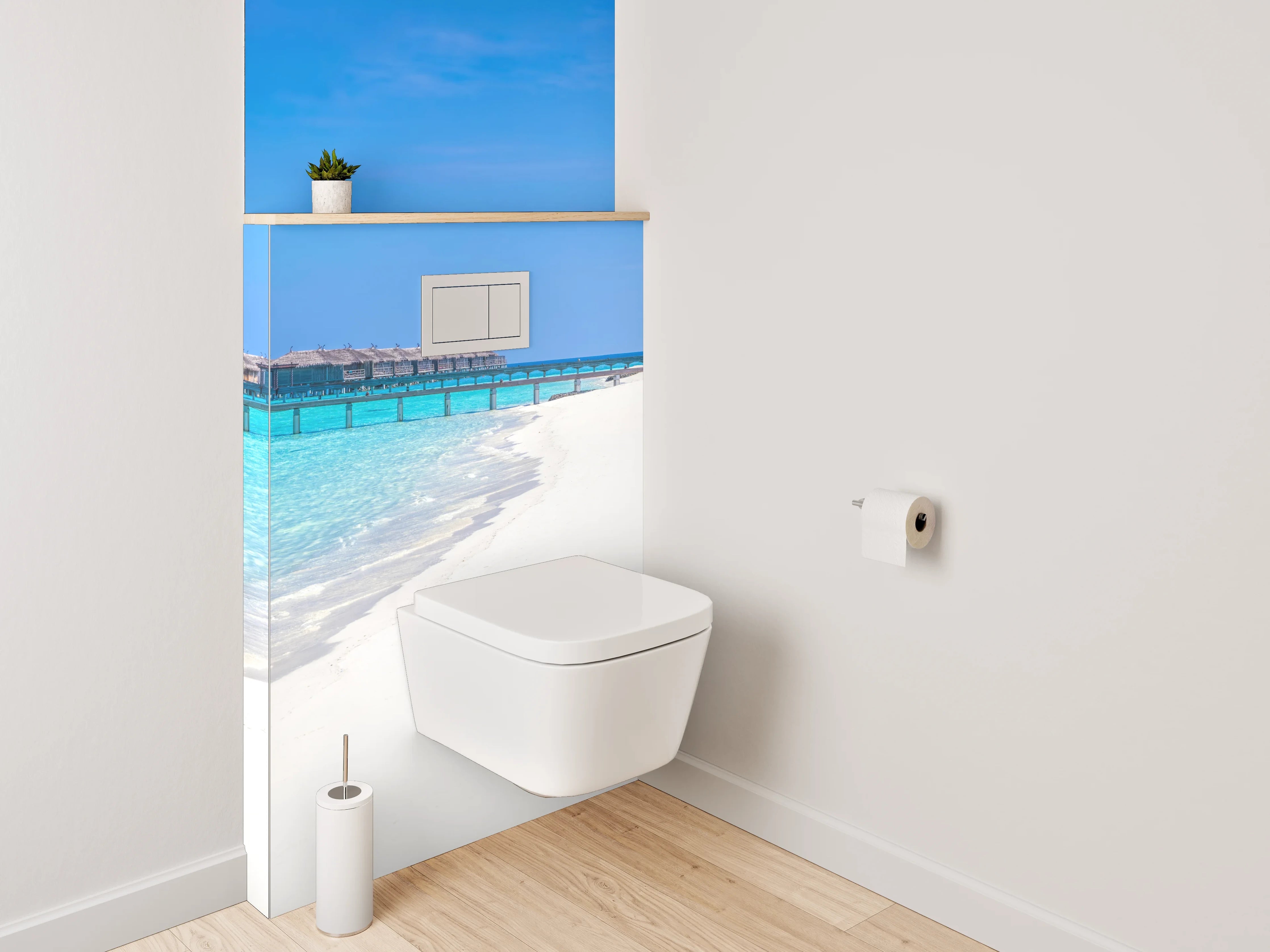 WC-Rückwand - Paradiesischer Strand mit türkisblauem Wasser