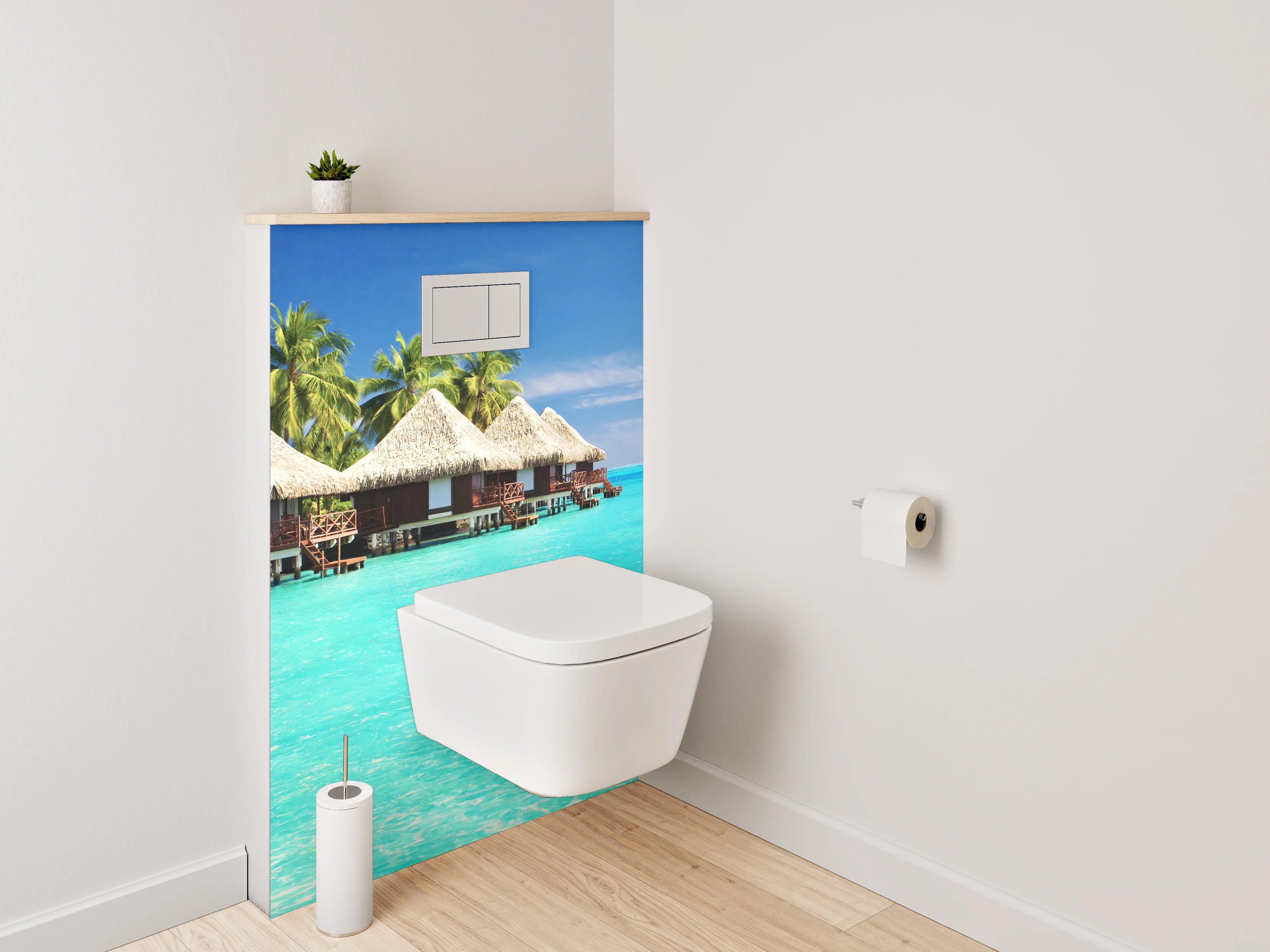 WC-Rückwand - Paradiesischer Südsee-Bungalows am türkisblauen Meer