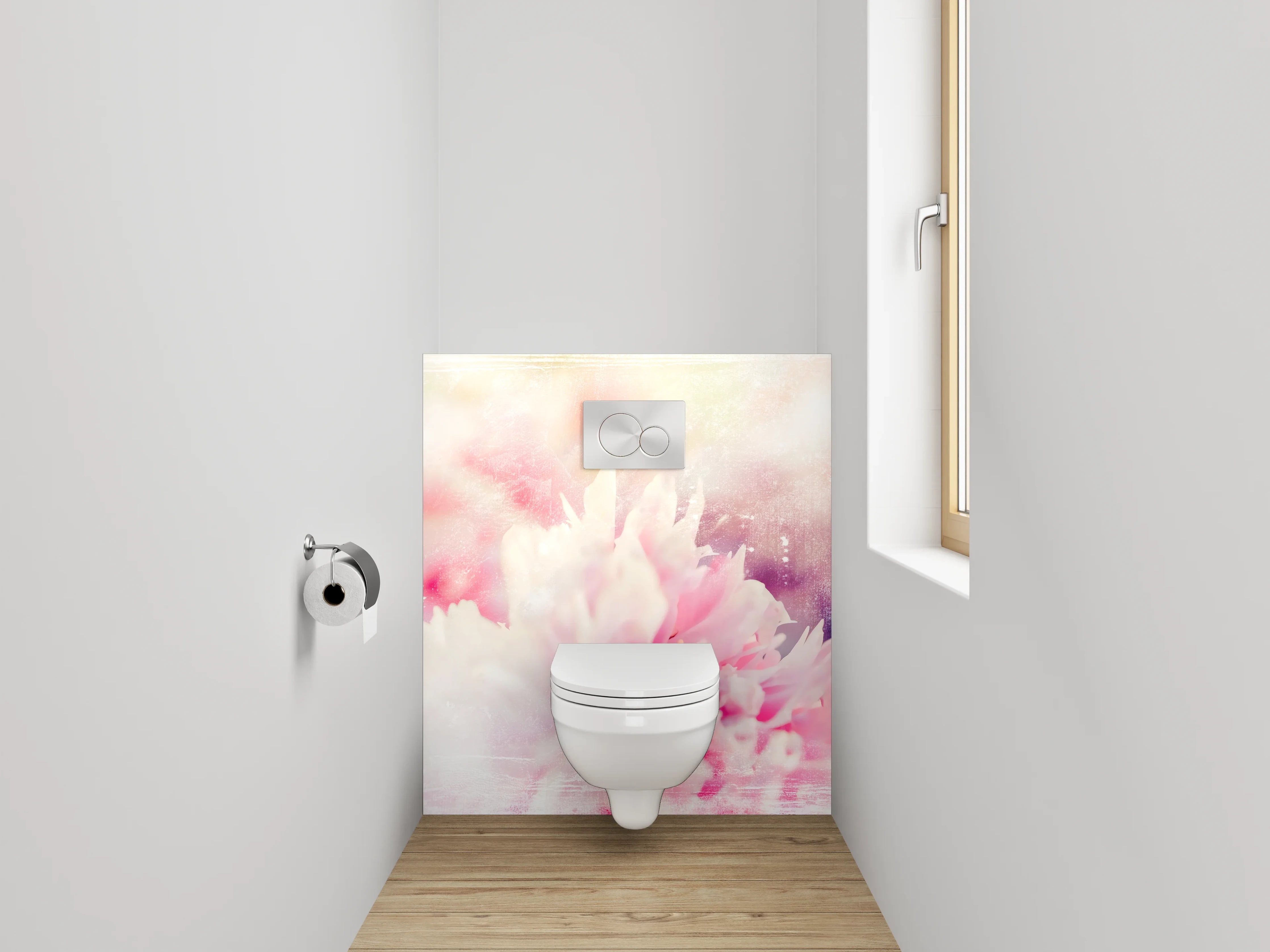 WC-Rückwand - Pastell Aquarell Blüten Zauber