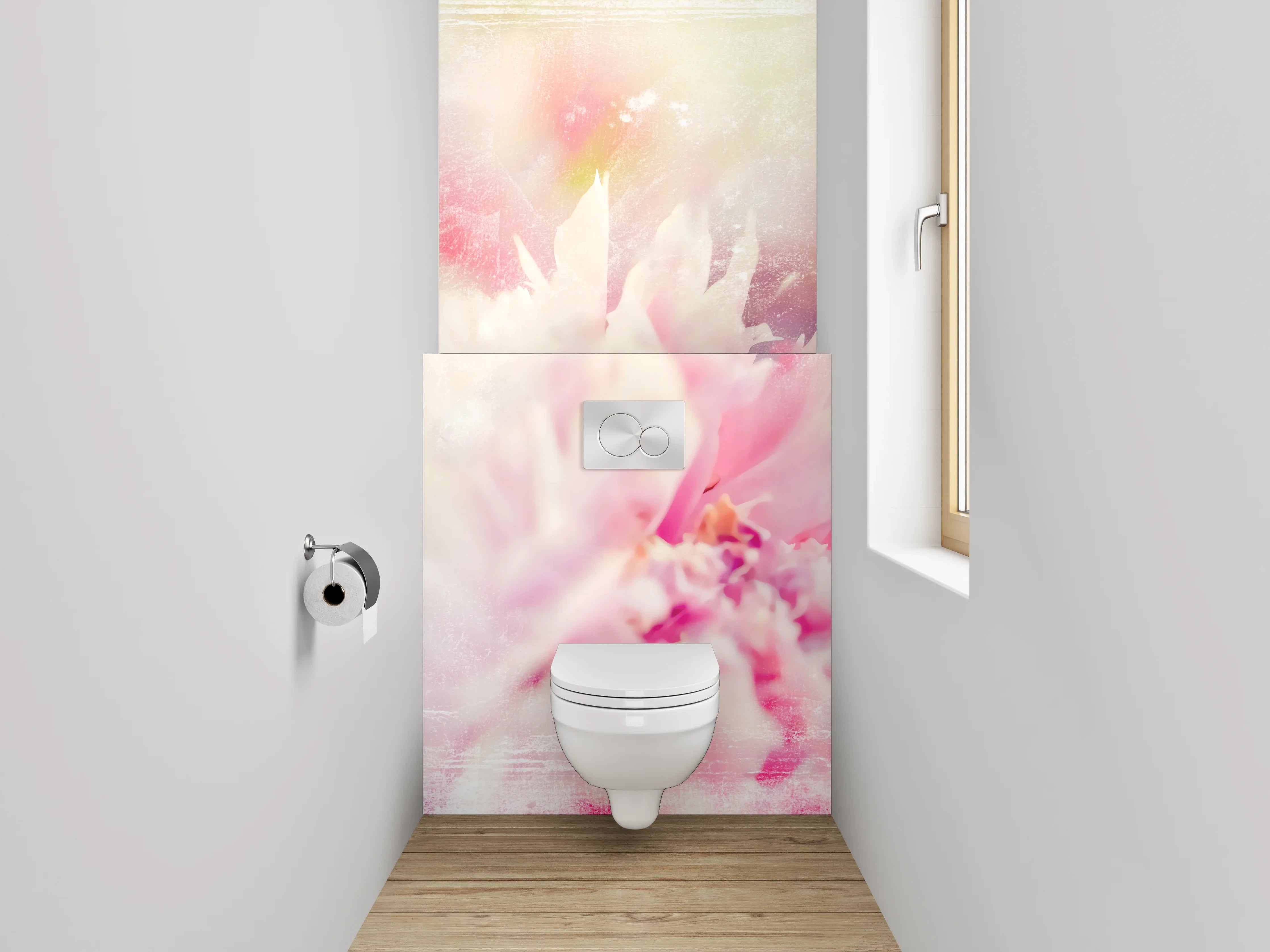 WC-Rückwand - Pastell Aquarell Blüten Zauber