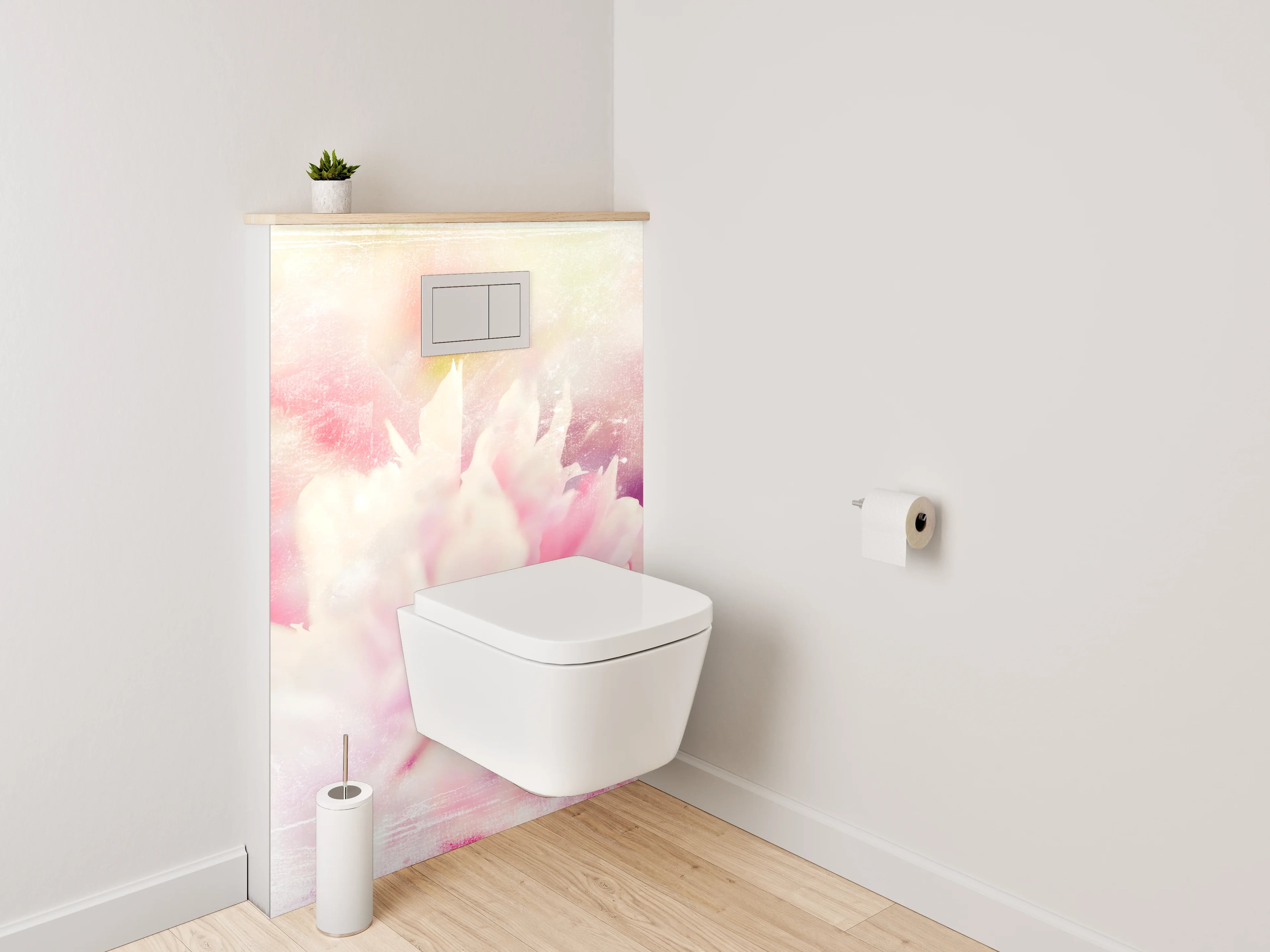 WC-Rückwand - Pastell Aquarell Blüten Zauber