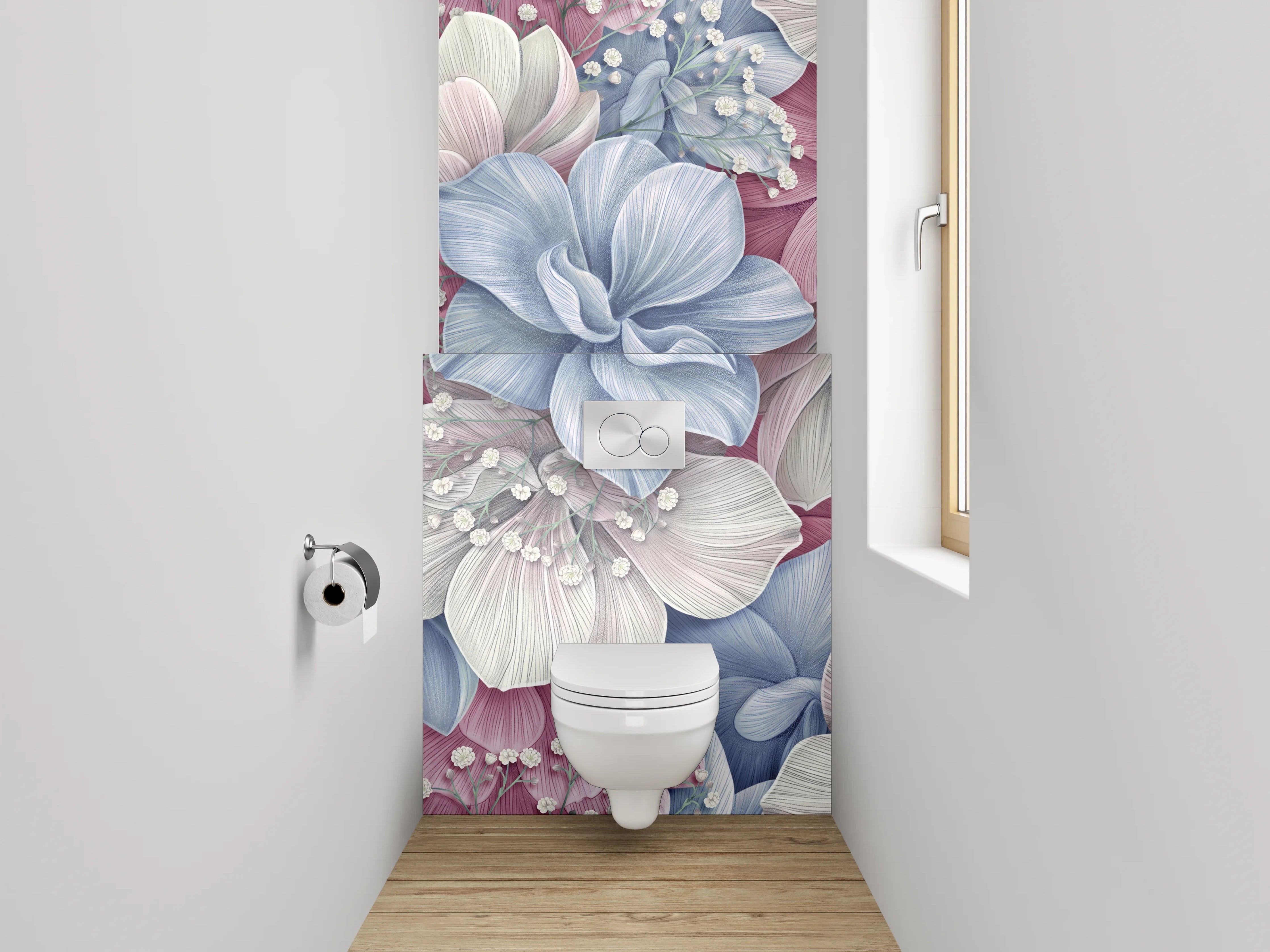 WC-Rückwand - Pastell Blumenmuster Vintage Aquarell