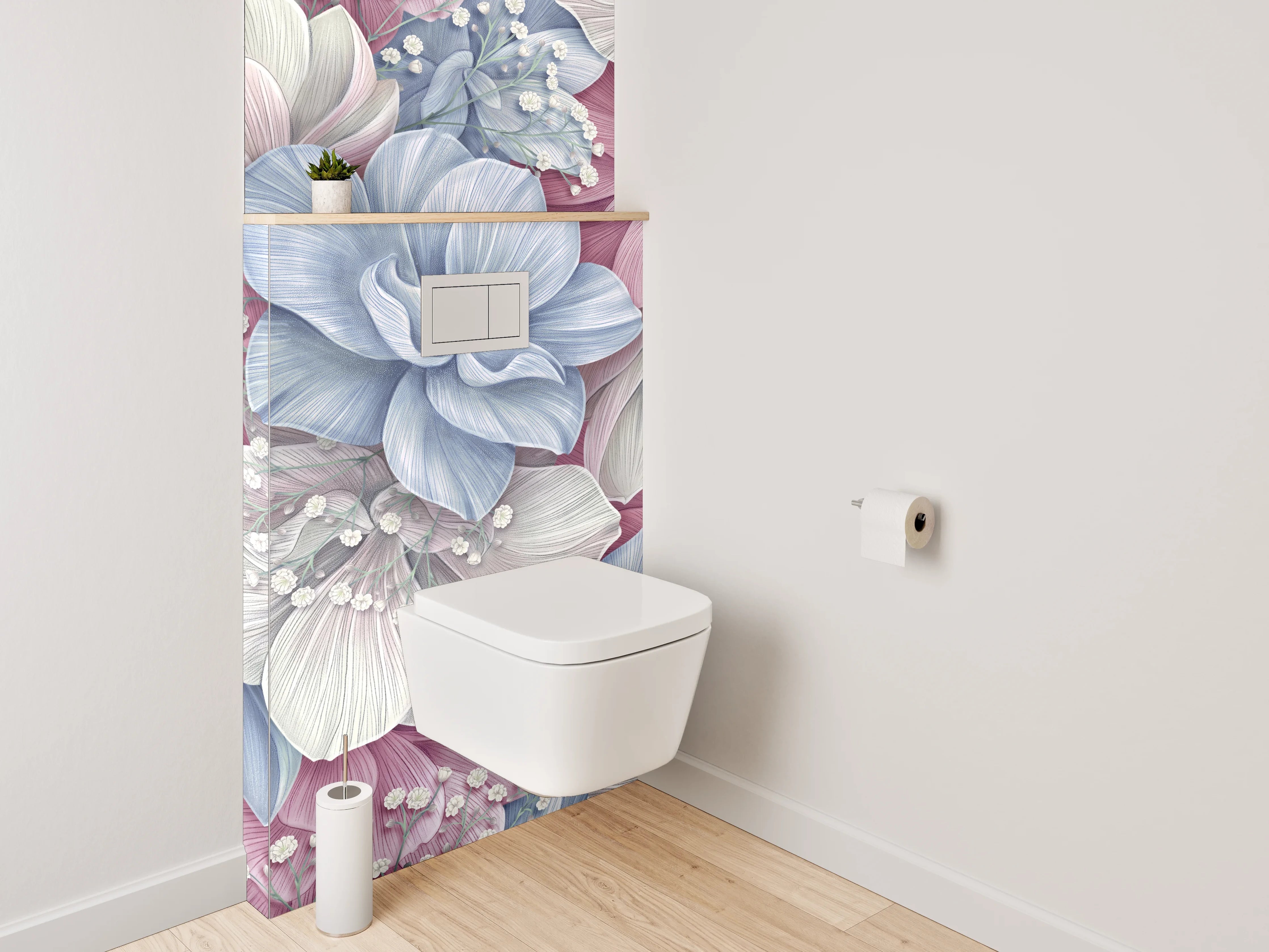 WC-Rückwand - Pastell Blumenmuster Vintage Aquarell