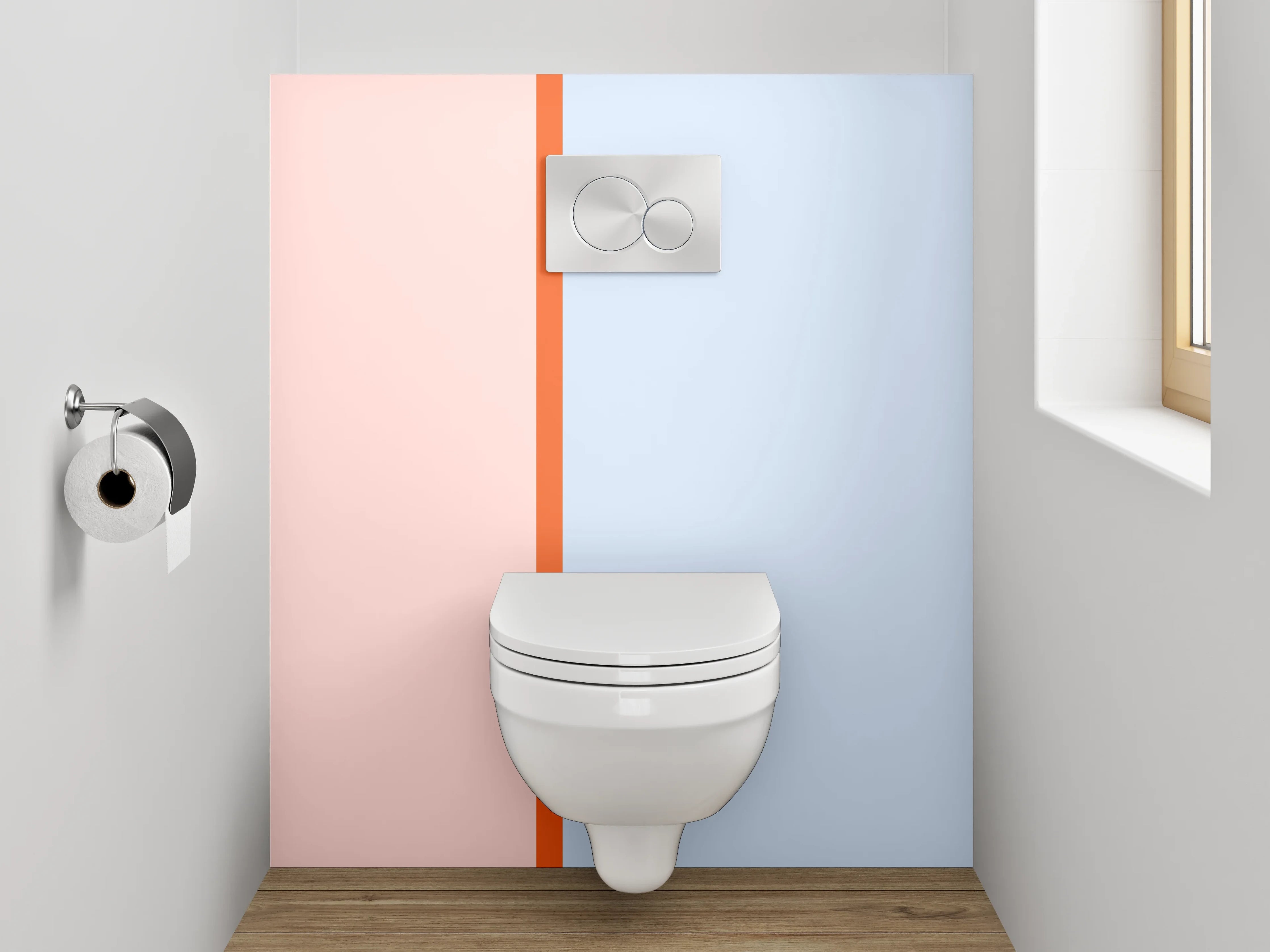 WC-Rückwand - Pastell Design-Trennwand Rosa-Blau