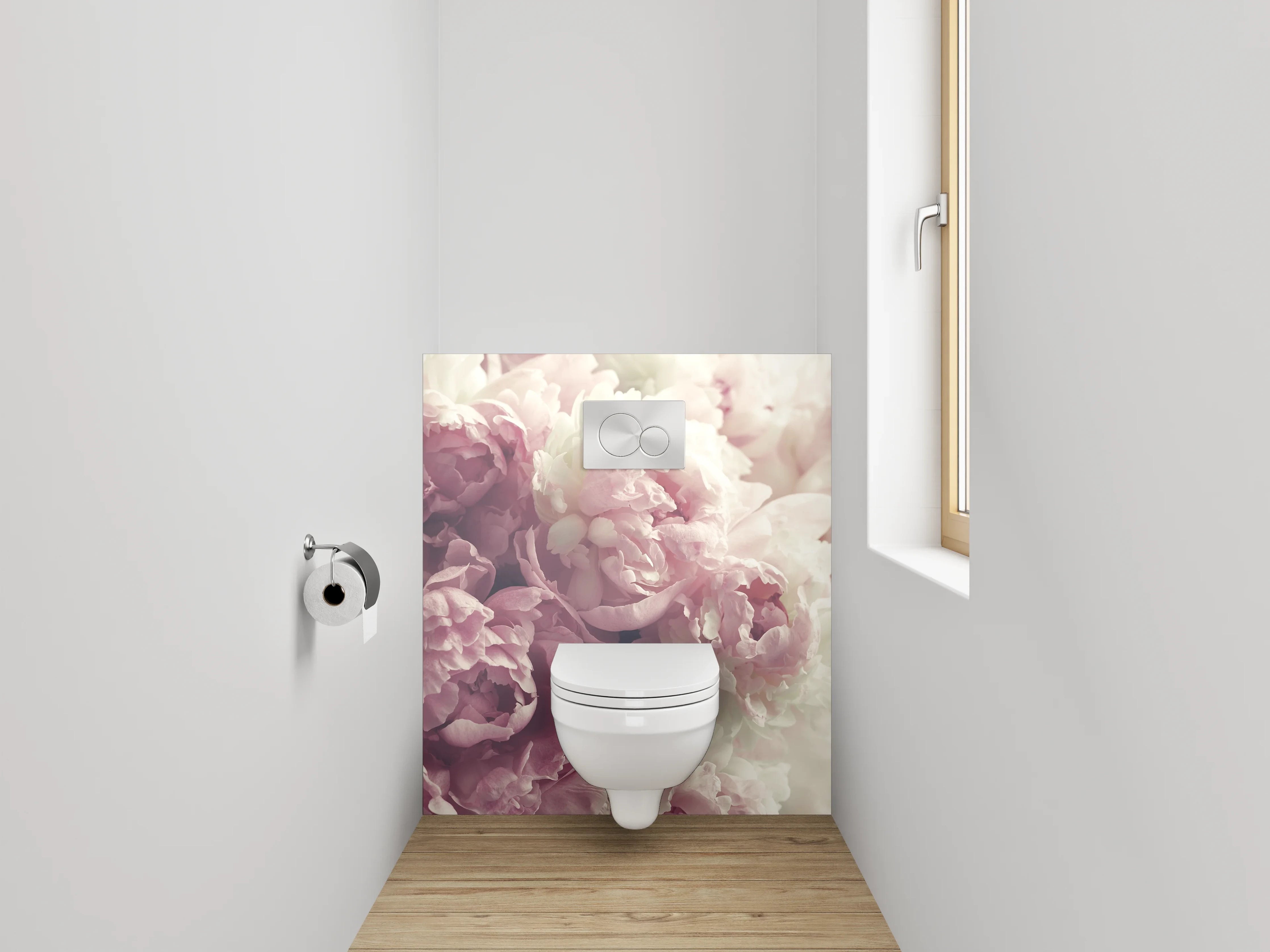 WC-Rückwand - Pastell Pfingstrosen Romantik