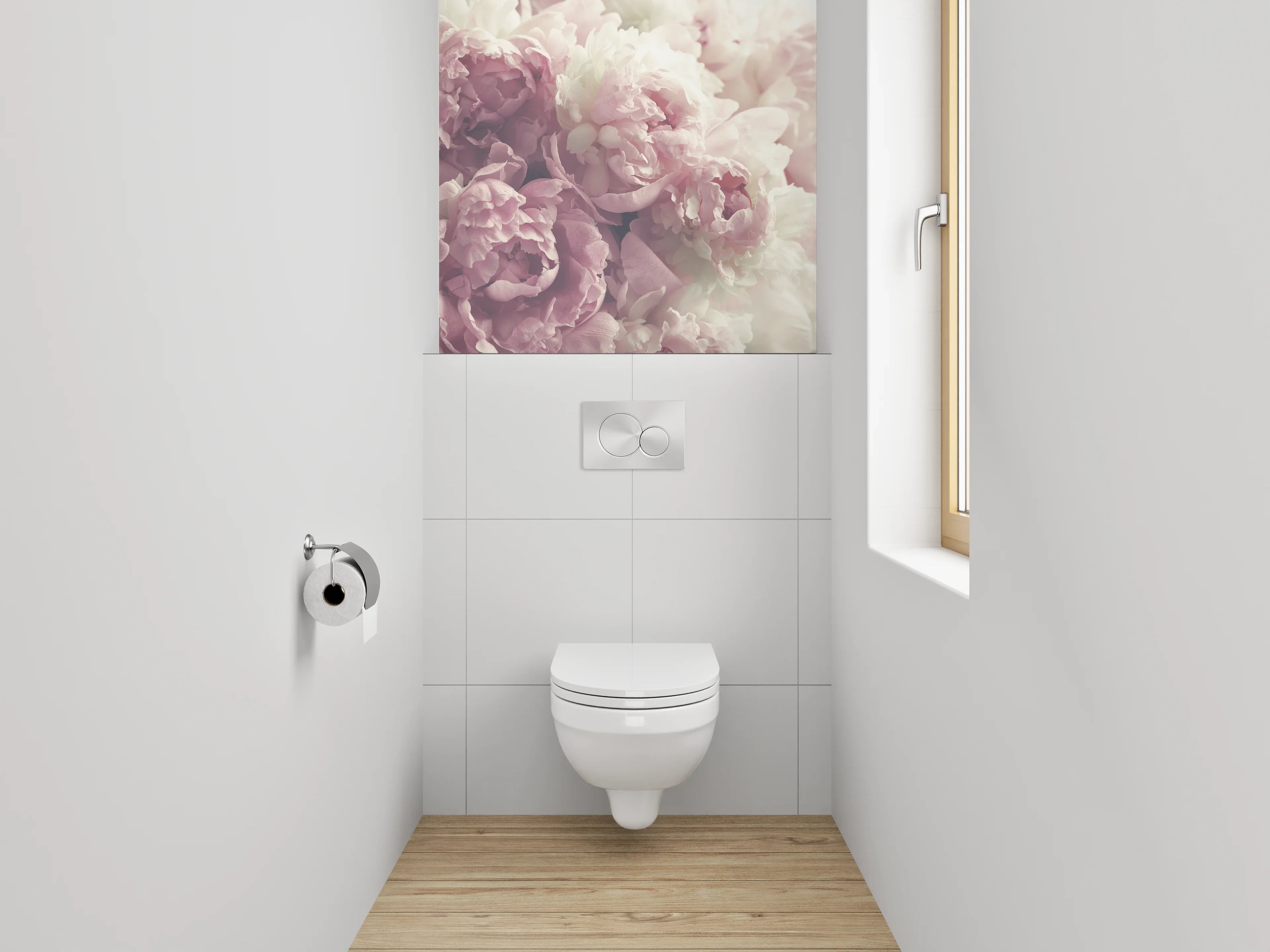 WC-Rückwand - Pastell Pfingstrosen Romantik