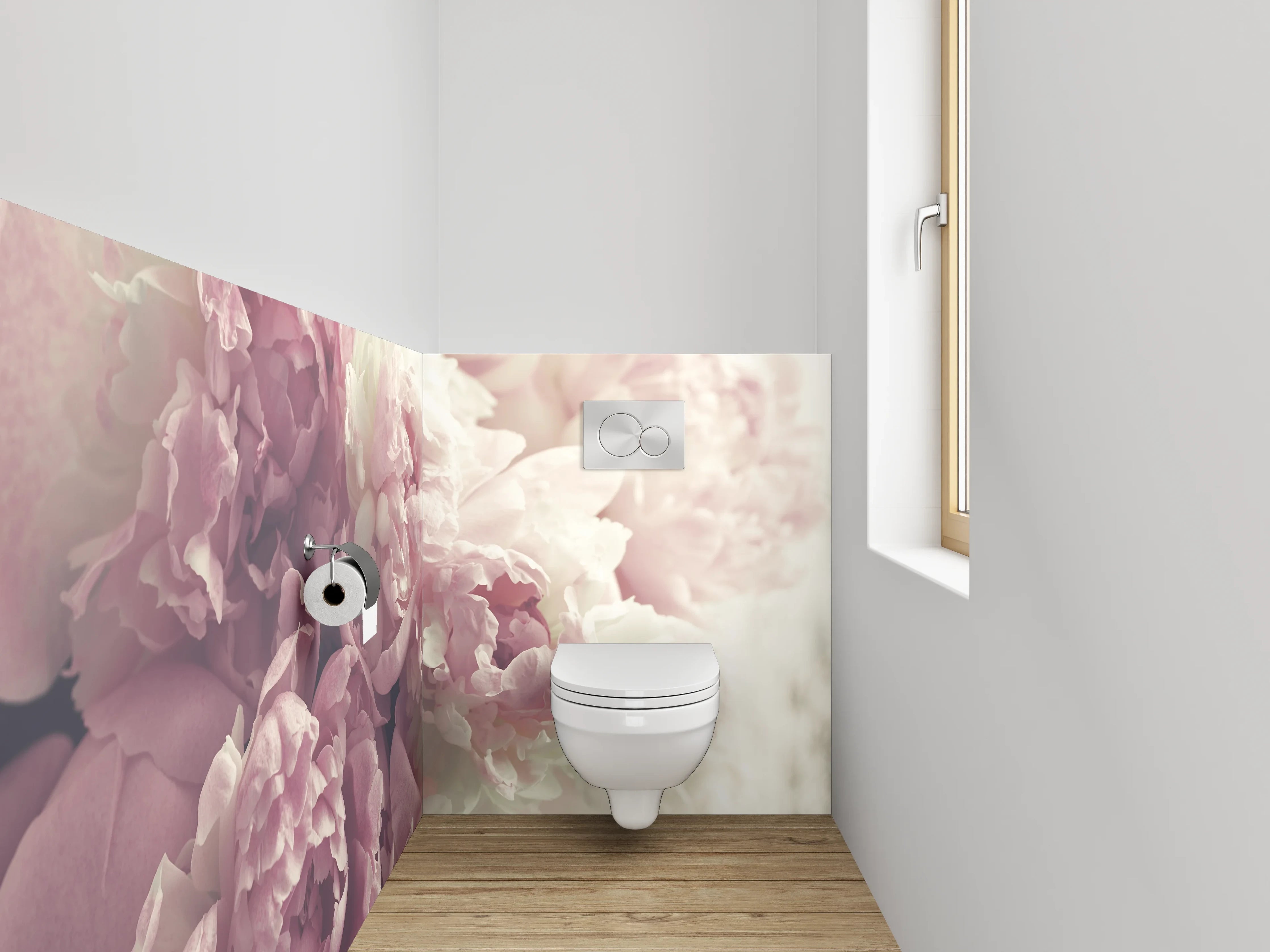 WC-Rückwand - Pastell Pfingstrosen Romantik