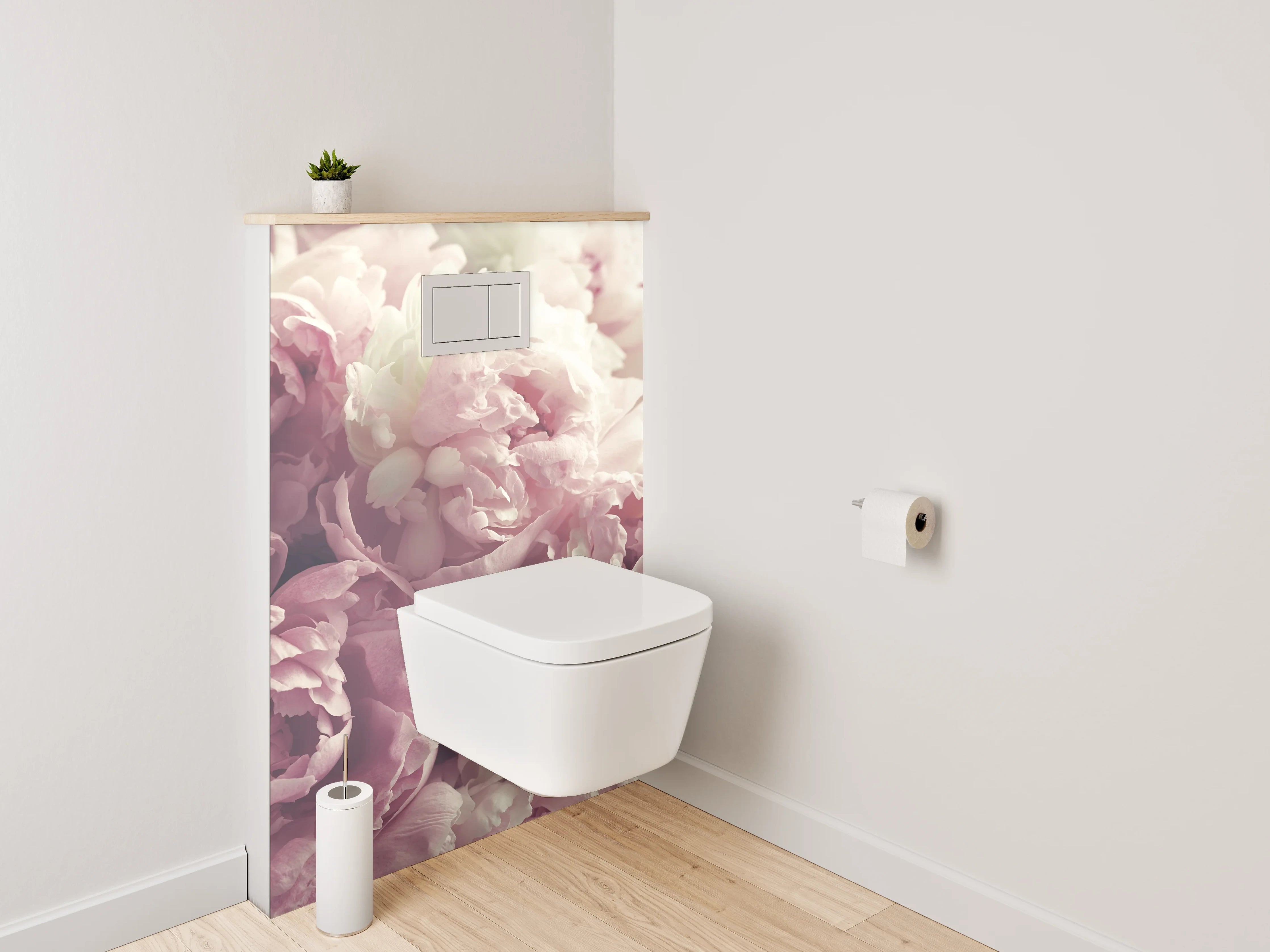 WC-Rückwand - Pastell Pfingstrosen Romantik