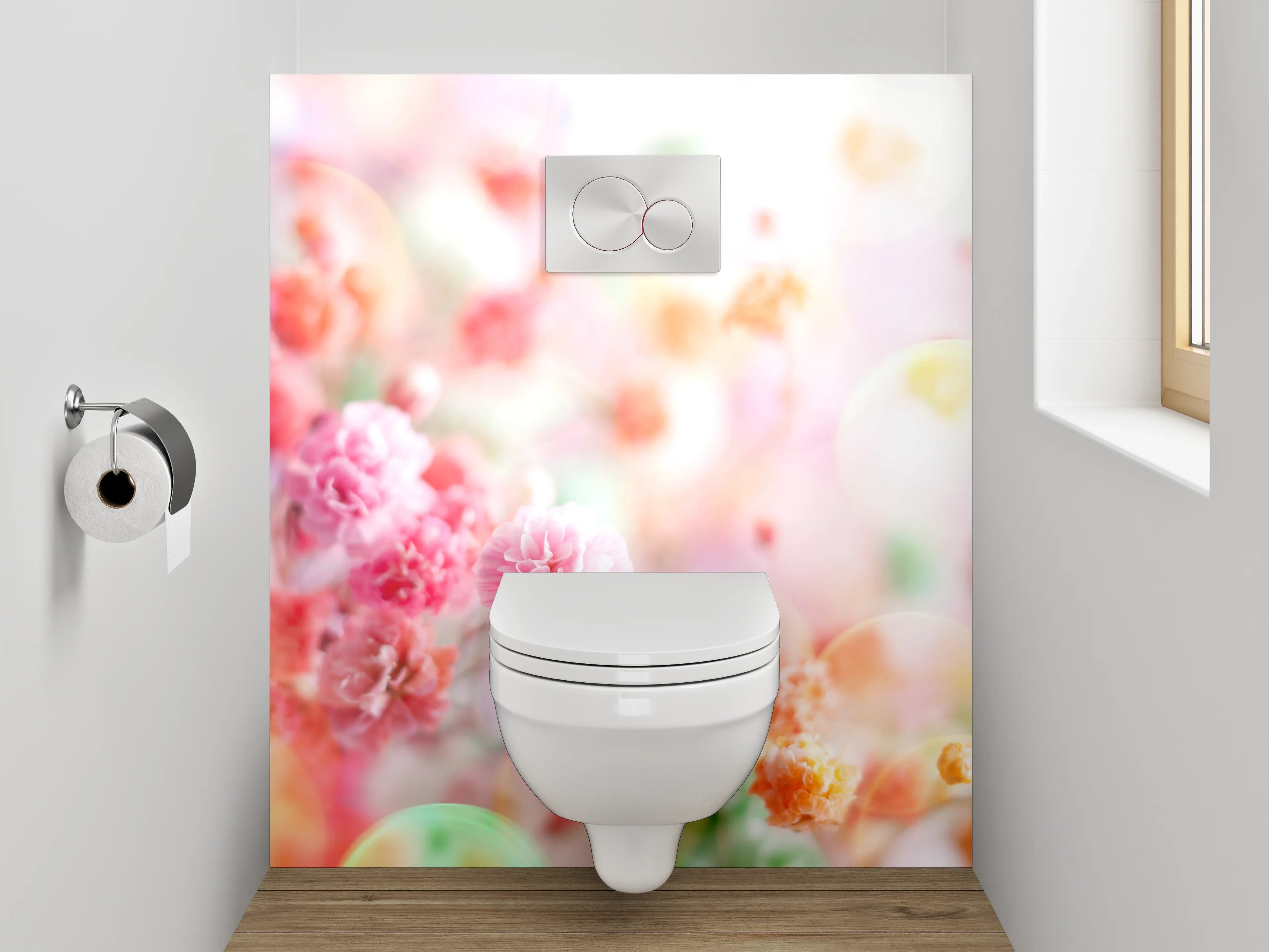 WC-Rückwand - Pastellblumen Aquarell Zauber