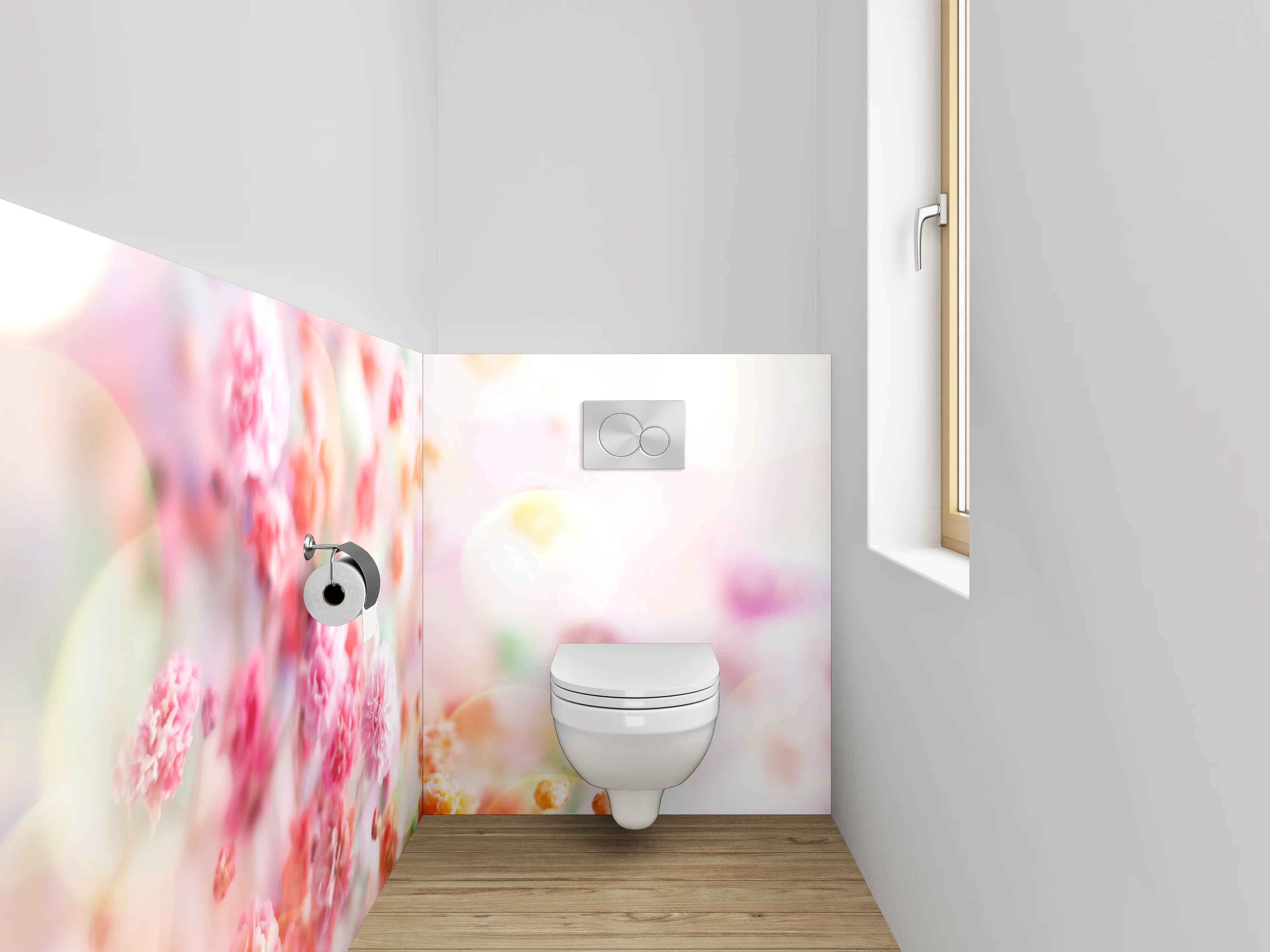 WC-Rückwand - Pastellblumen Aquarell Zauber