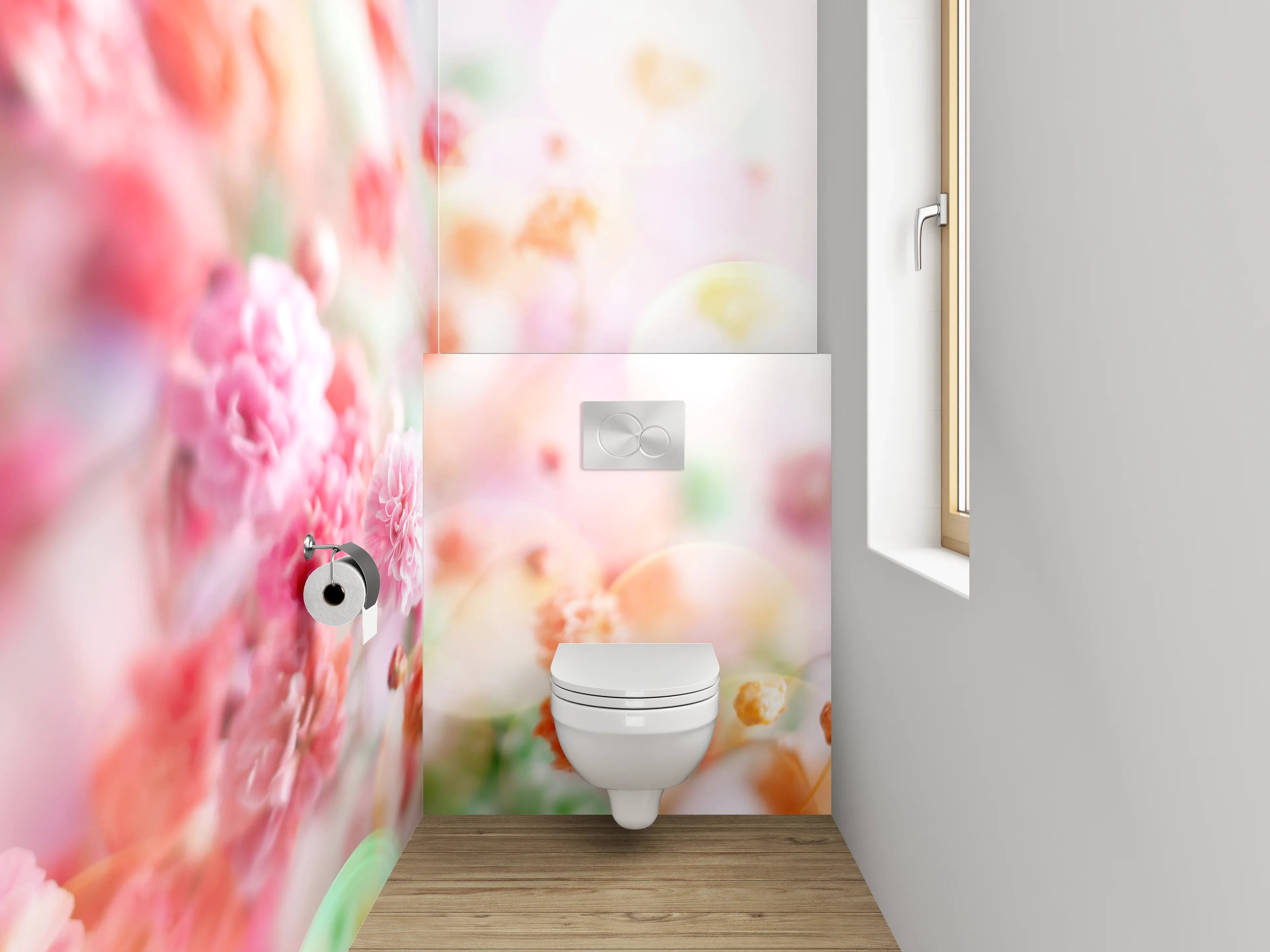 WC-Rückwand - Pastellblumen Aquarell Zauber