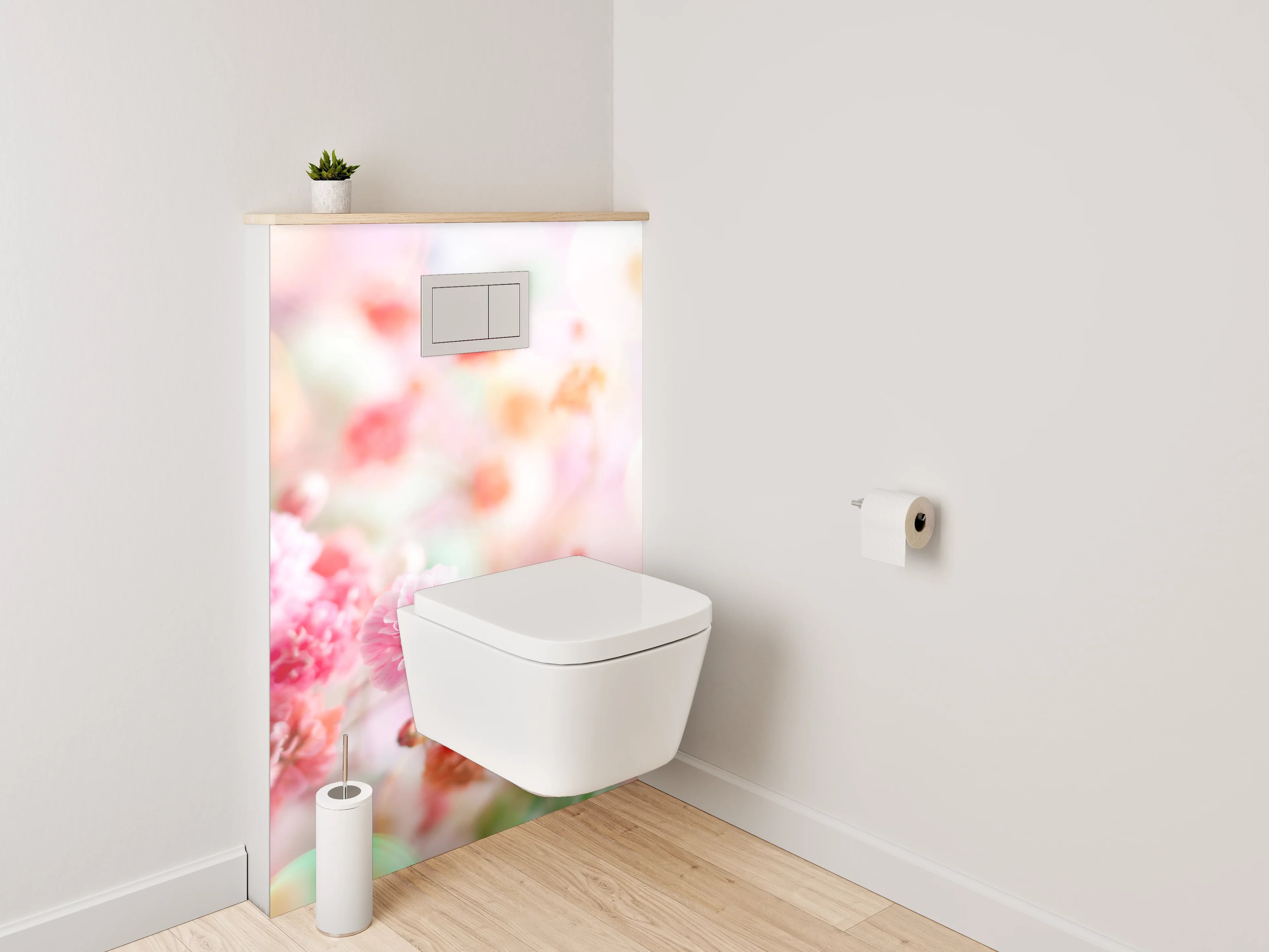 WC-Rückwand - Pastellblumen Aquarell Zauber