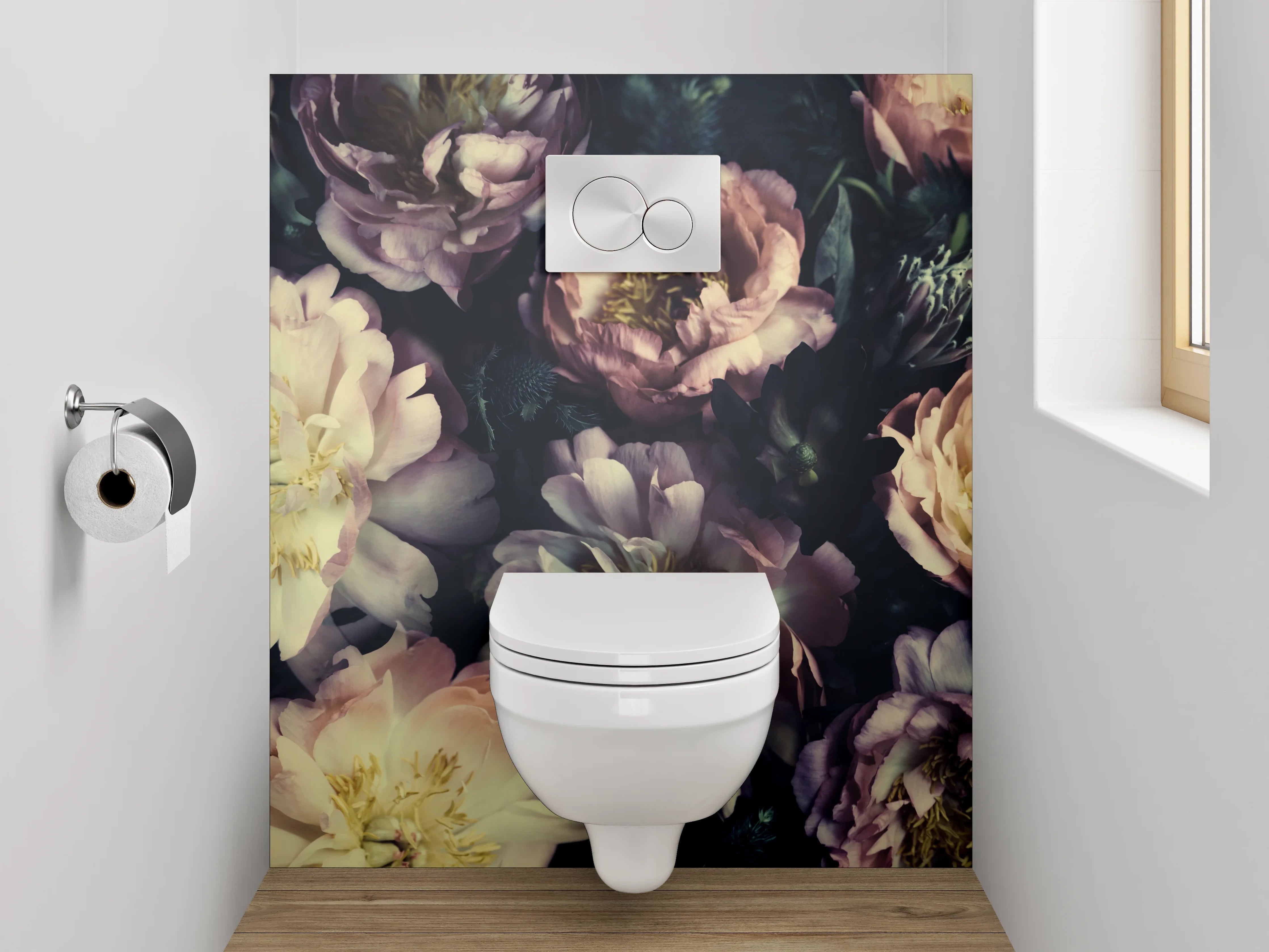 WC-Rückwand - Pastellfarbene Pfingstrosen Blütenpracht