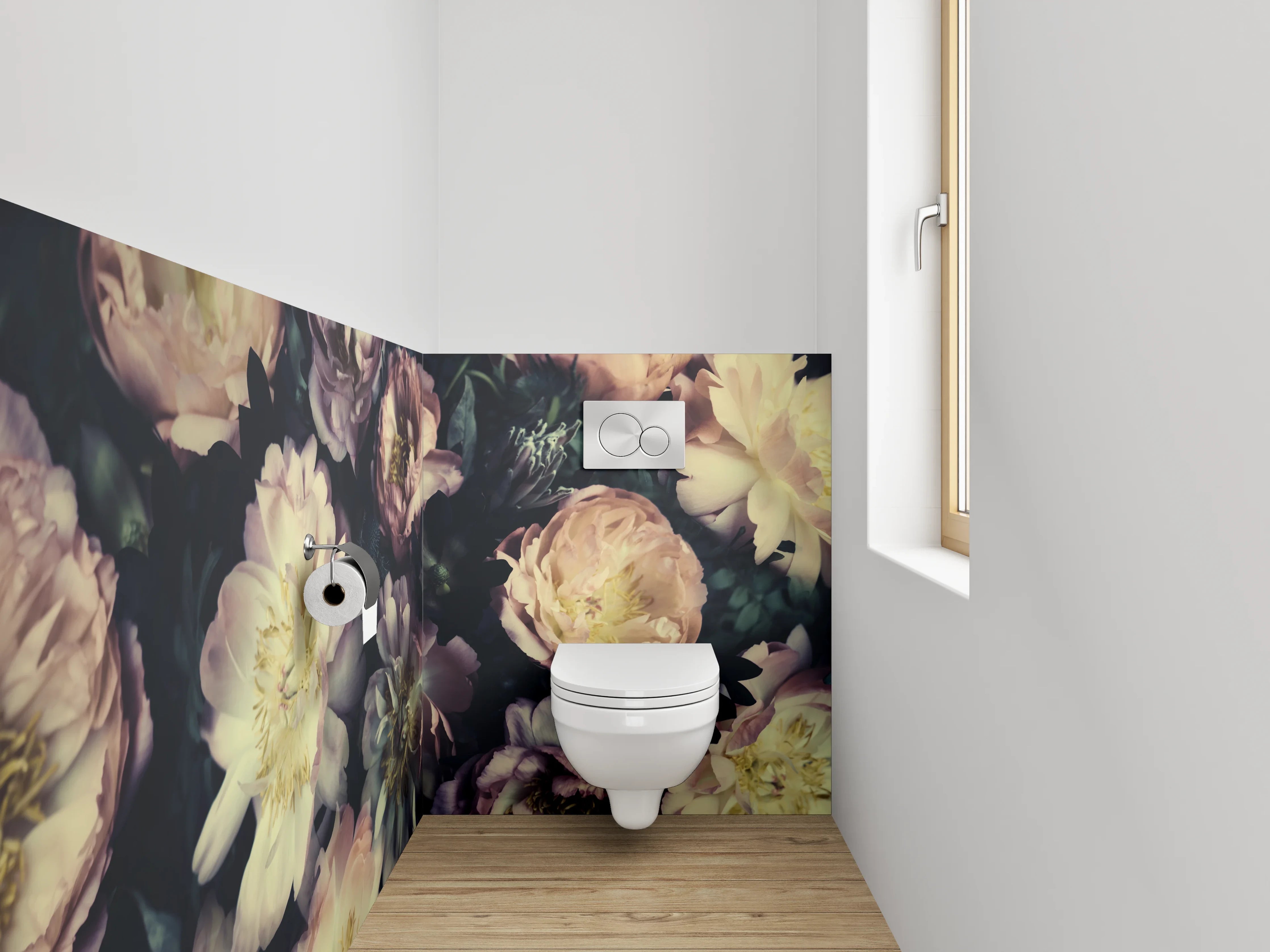 WC-Rückwand - Pastellfarbene Pfingstrosen Blütenpracht