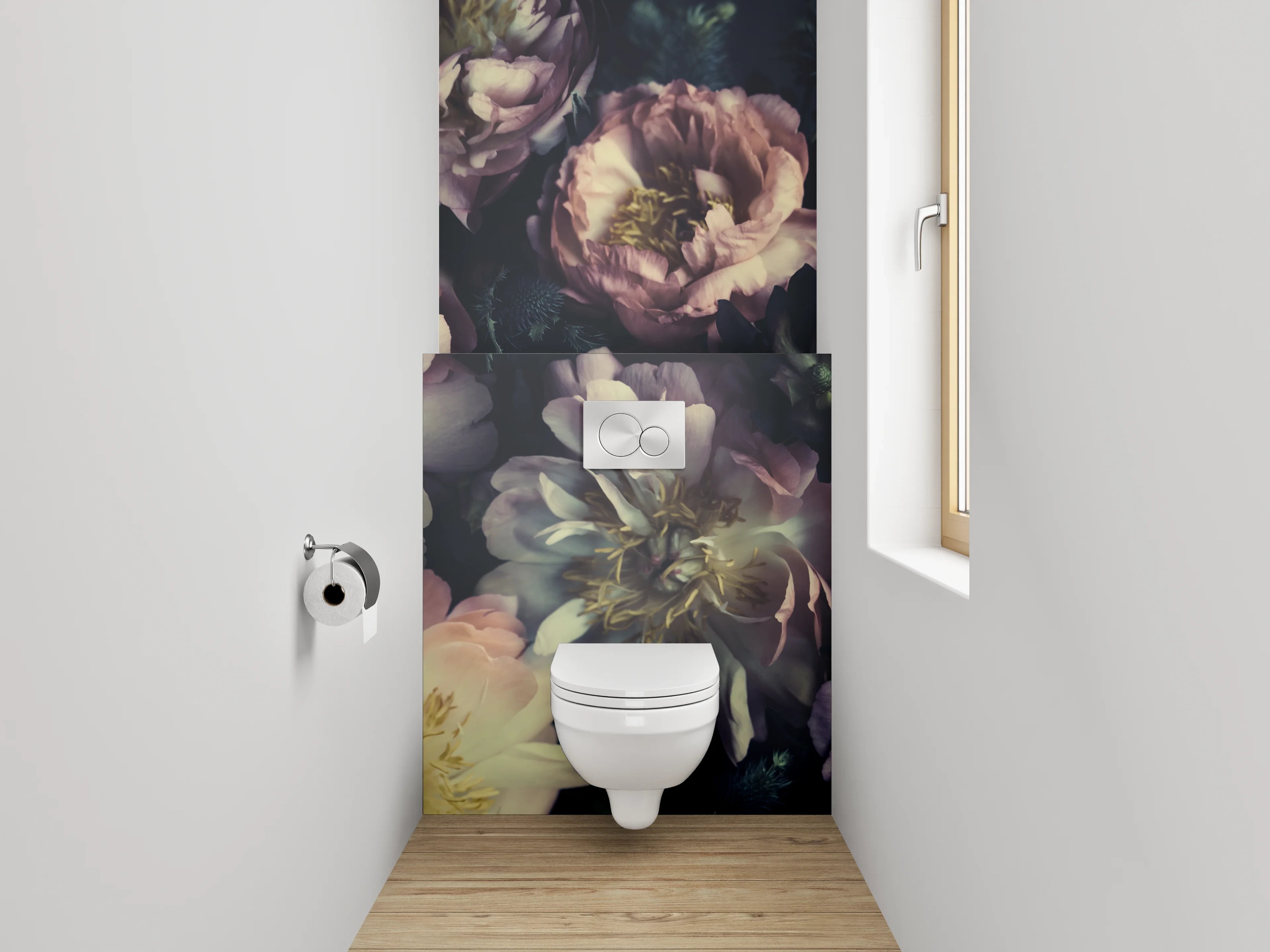 WC-Rückwand - Pastellfarbene Pfingstrosen Blütenpracht