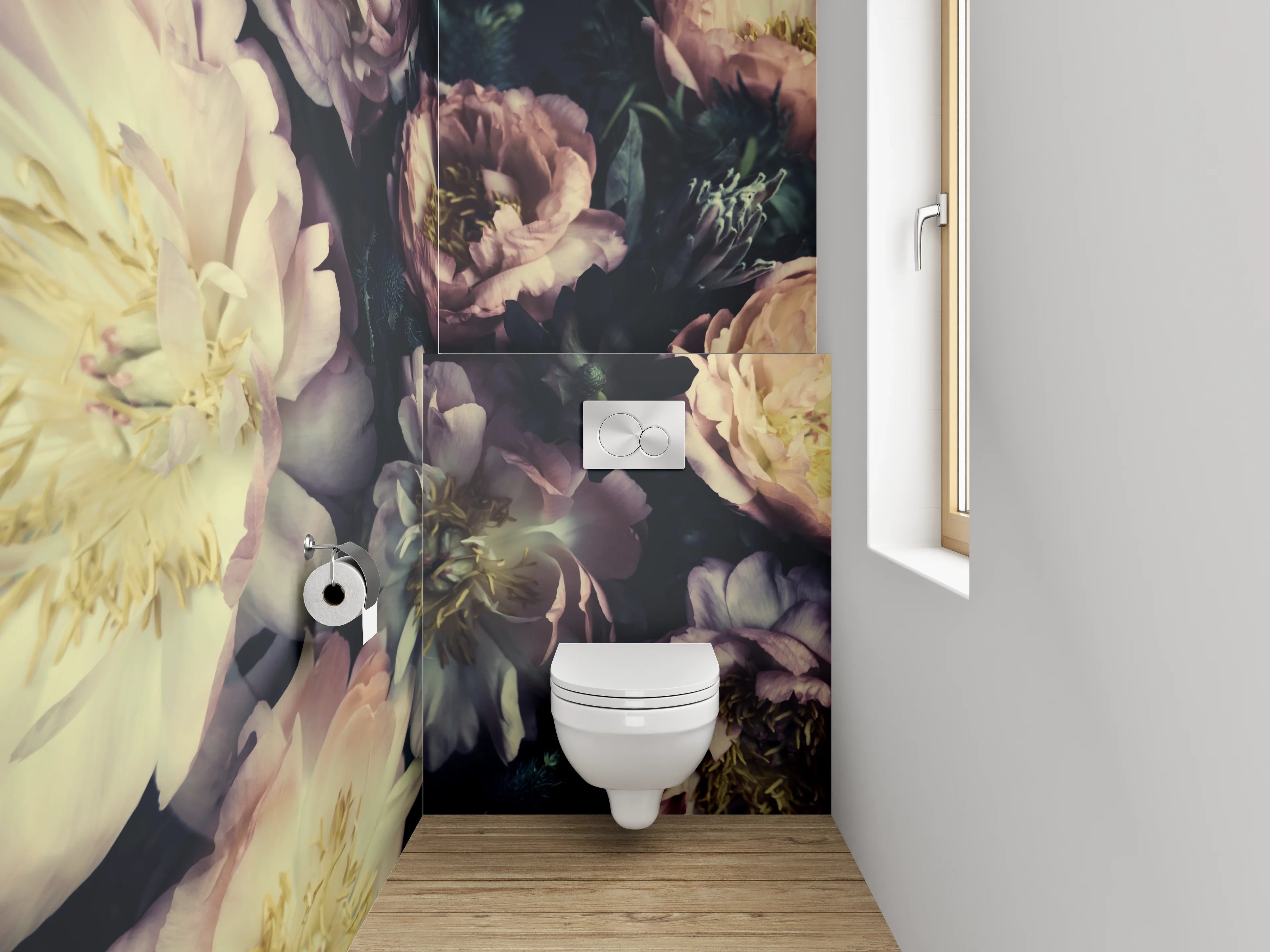 WC-Rückwand - Pastellfarbene Pfingstrosen Blütenpracht